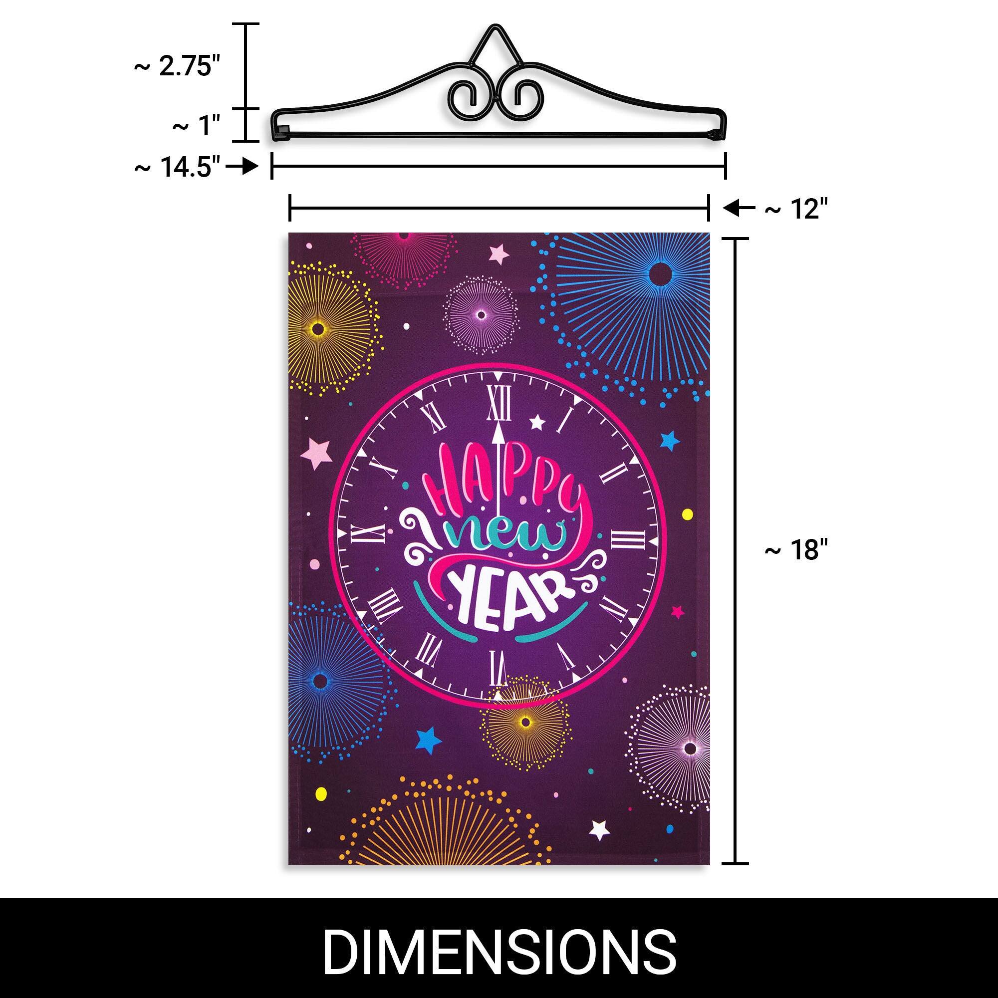 ~ 2.75"  
~ 1"  
~ 14.5"  
~ 12"  
~ 18"  

XI XII I X HAPPY NEW YEAR II IX III IIV YEAR IV /I IV V  

DIMENSIONS