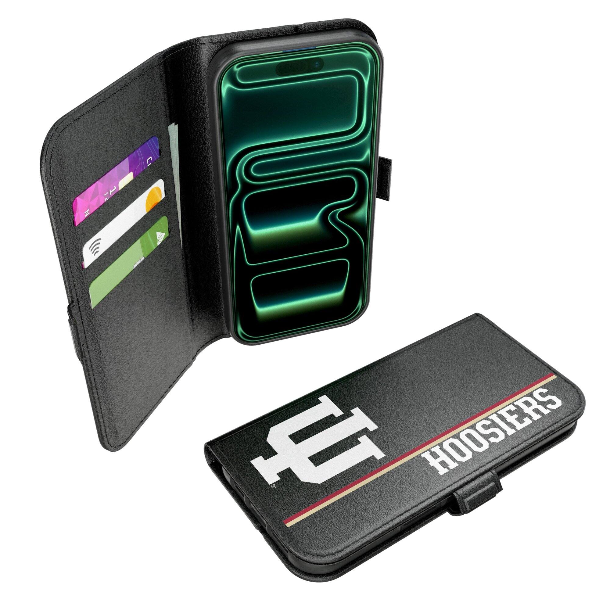 Front. Keyscaper - Indiana Hoosiers iPhone Folio 2.0 Case - 17 Pro - Black.