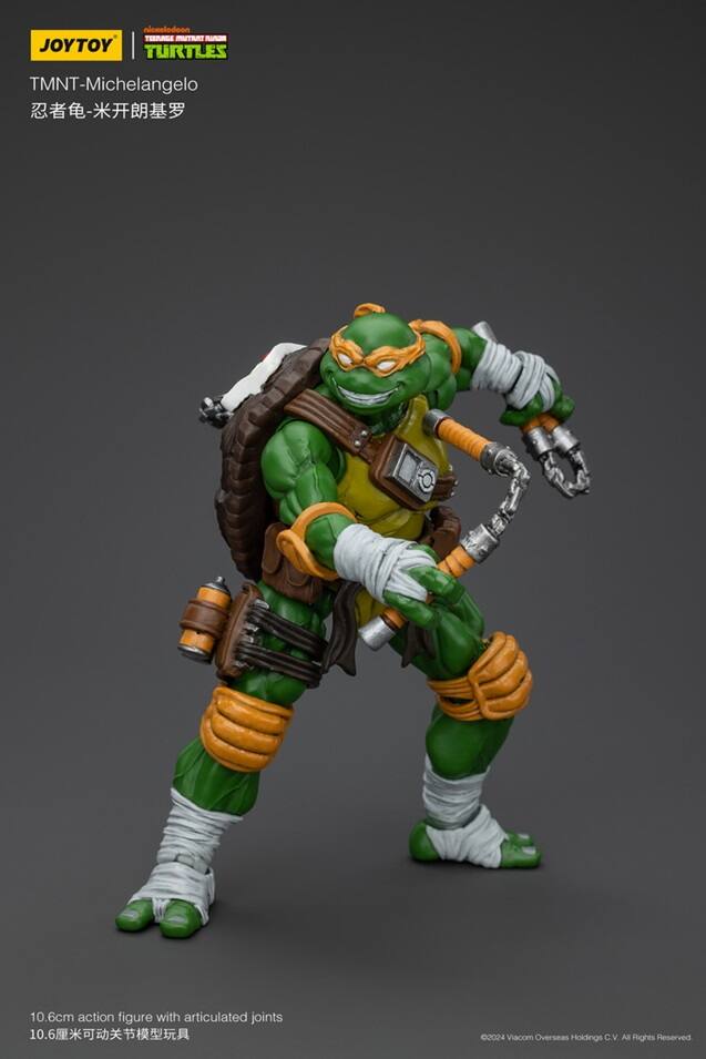 nlowelodeon TEXPAGE MUTART - JOYTOY | TURTLES TMNT-Michelangelo - O 10.6cm action figure with articulated joints 10.6 2024 Viacom Overseas Holdings C.V. All Rights Reserved