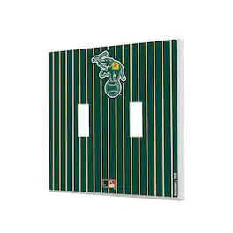 Keyscaper - Athletics 1988 Cooperstown Pinstripe Double Toggle Light Switch Plate - Multicolor