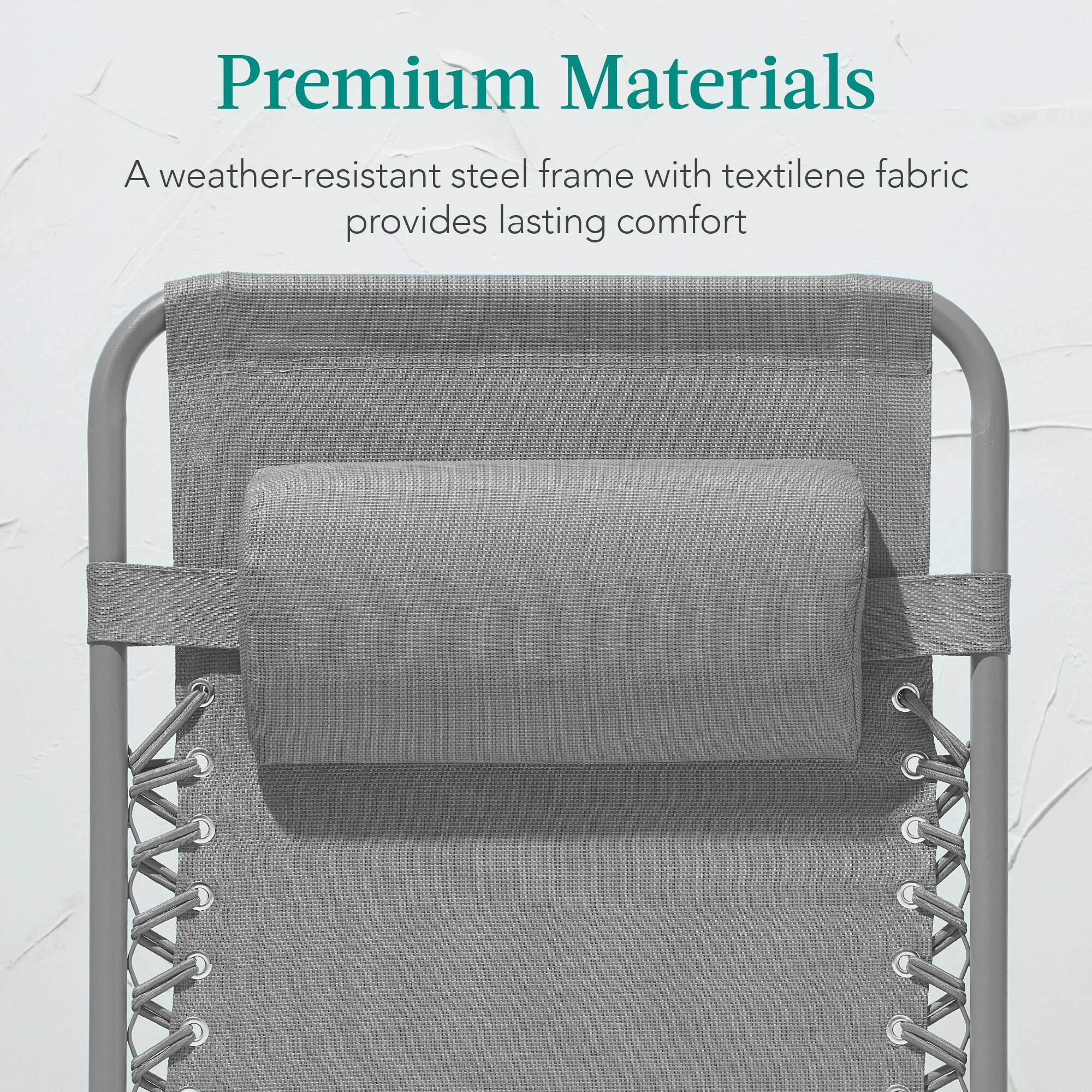 Premium Materials

A weather-resistant steel frame with textilene fabric provides lasting comfort