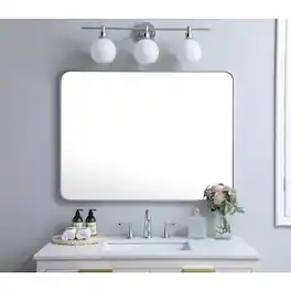 Elegant Decor - Soft corner metal rectangular mirror 30x40 inch - Silver
