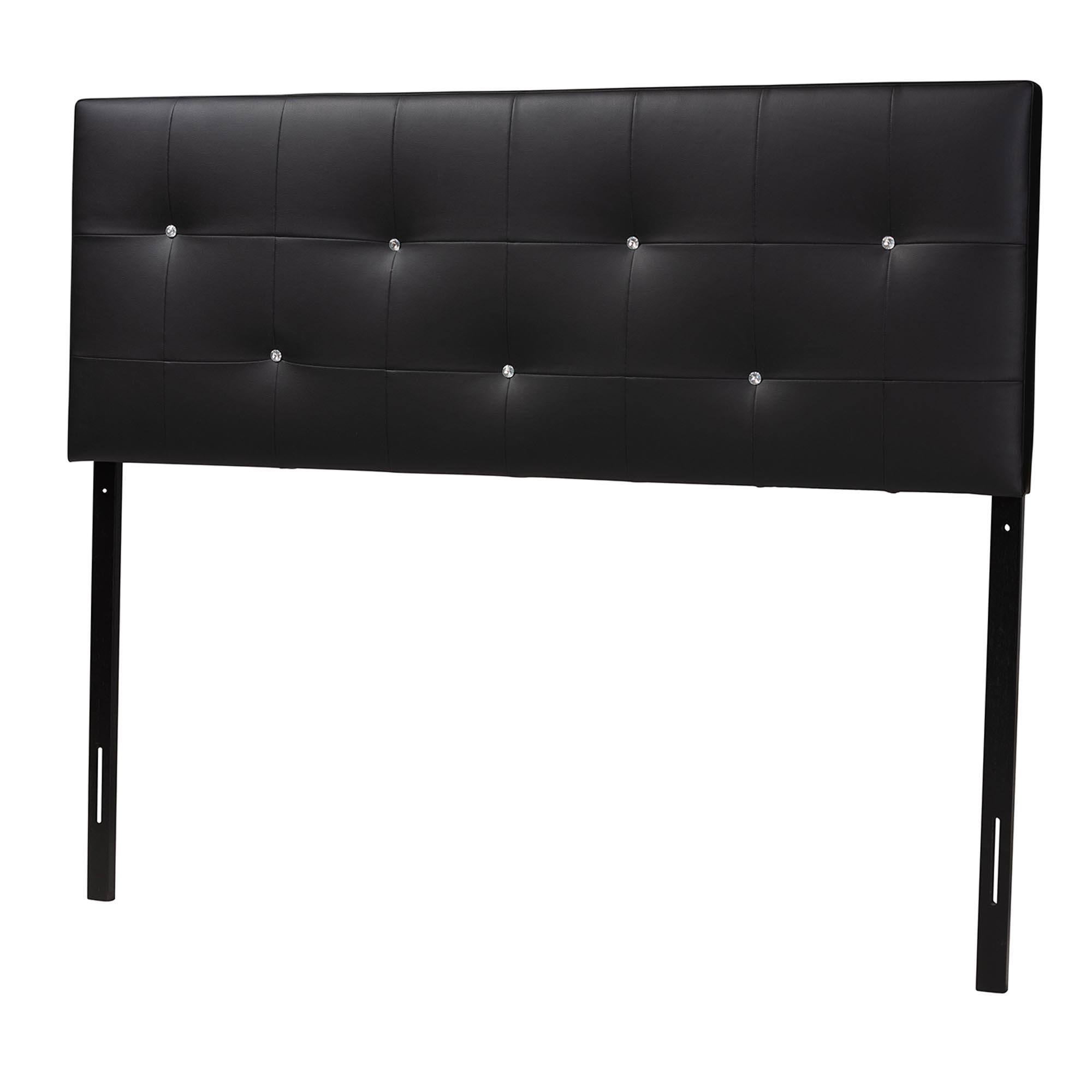 Front. Baxton Studio - Dalini Modern and Contemporary Queen Faux Leather Headboard with Faux Crystal Buttons - Black.