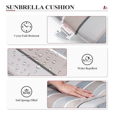 SUNBRELLA CUSHION

- 5-year Fade Resistant
- Water Repellent
- Soft Sponge Filled