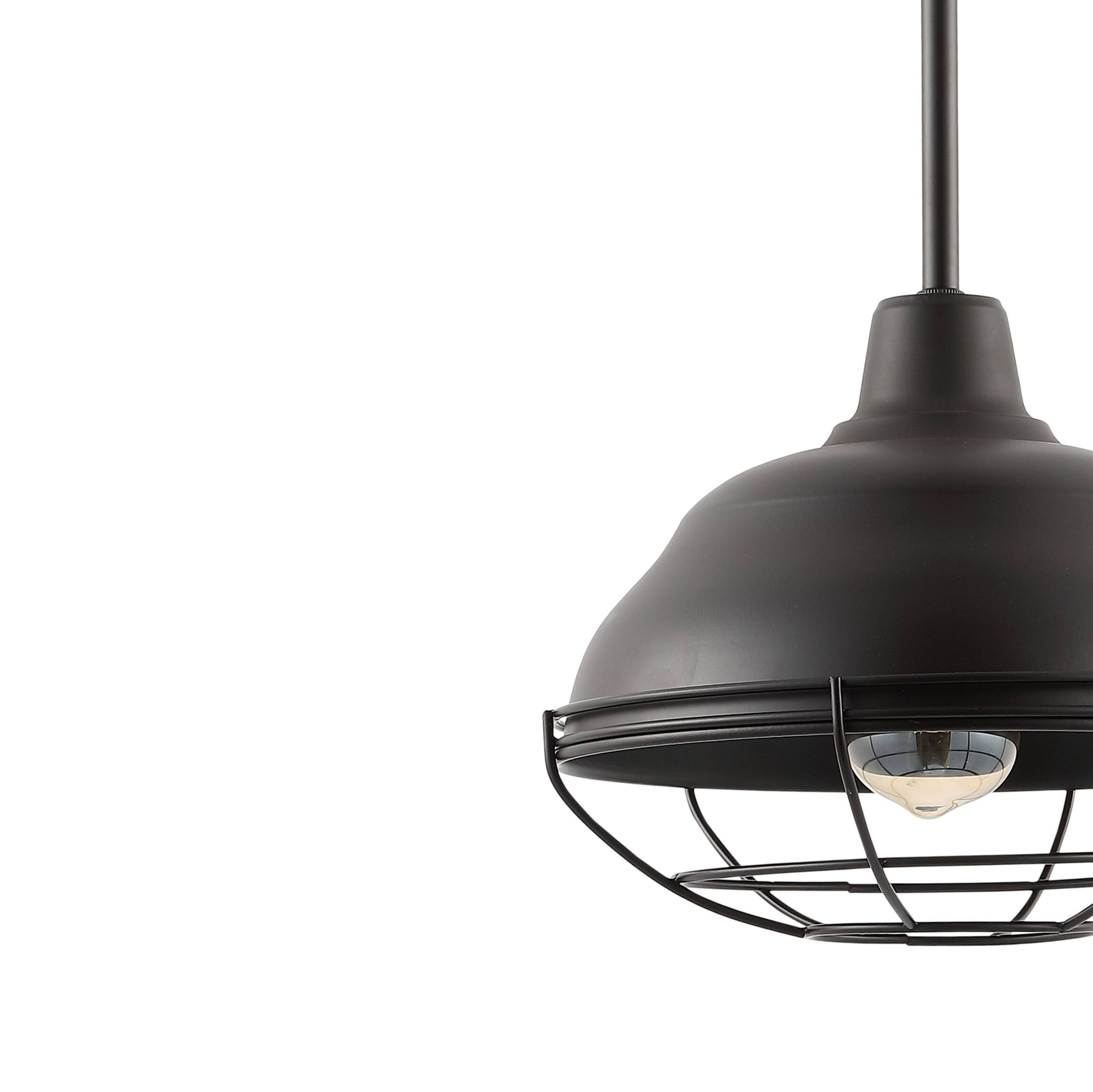 Alt View 4. Jonathan Y - Levi 10.38" 1-Light Industrial Farmhouse Iron LED Pendant, Oil Rubbed Bronze - Oil Rubbed bronze.