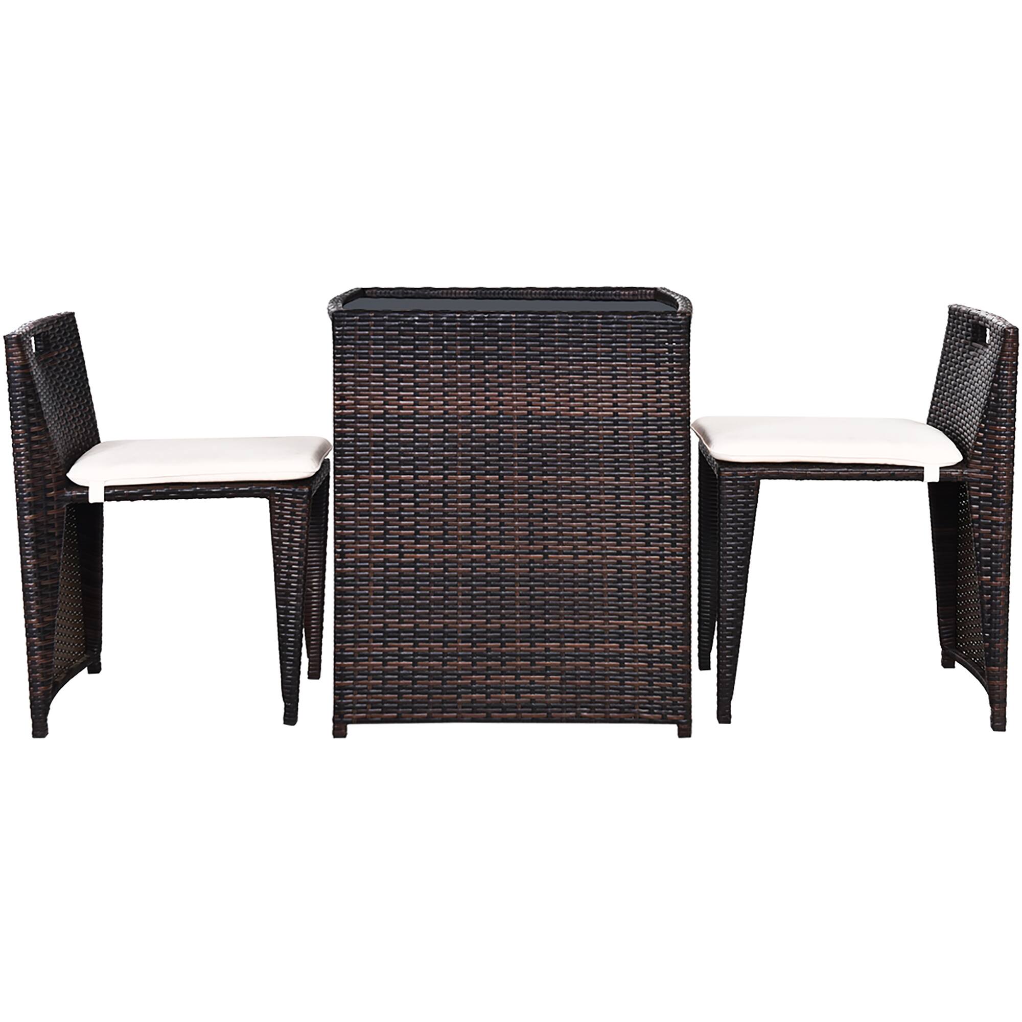Alt View 9. Costway - Costway 3PCS Outdoor Patio Rattan Furniture Set Space Saving Garden Deck W/Cushion No Assembly - Brown.