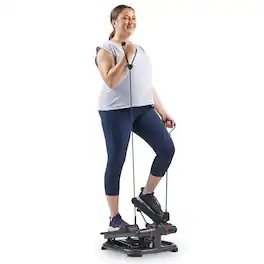 Sunny Health & Fitness - Smart Heavy Duty Power Stepper with Exercise Bands - Black