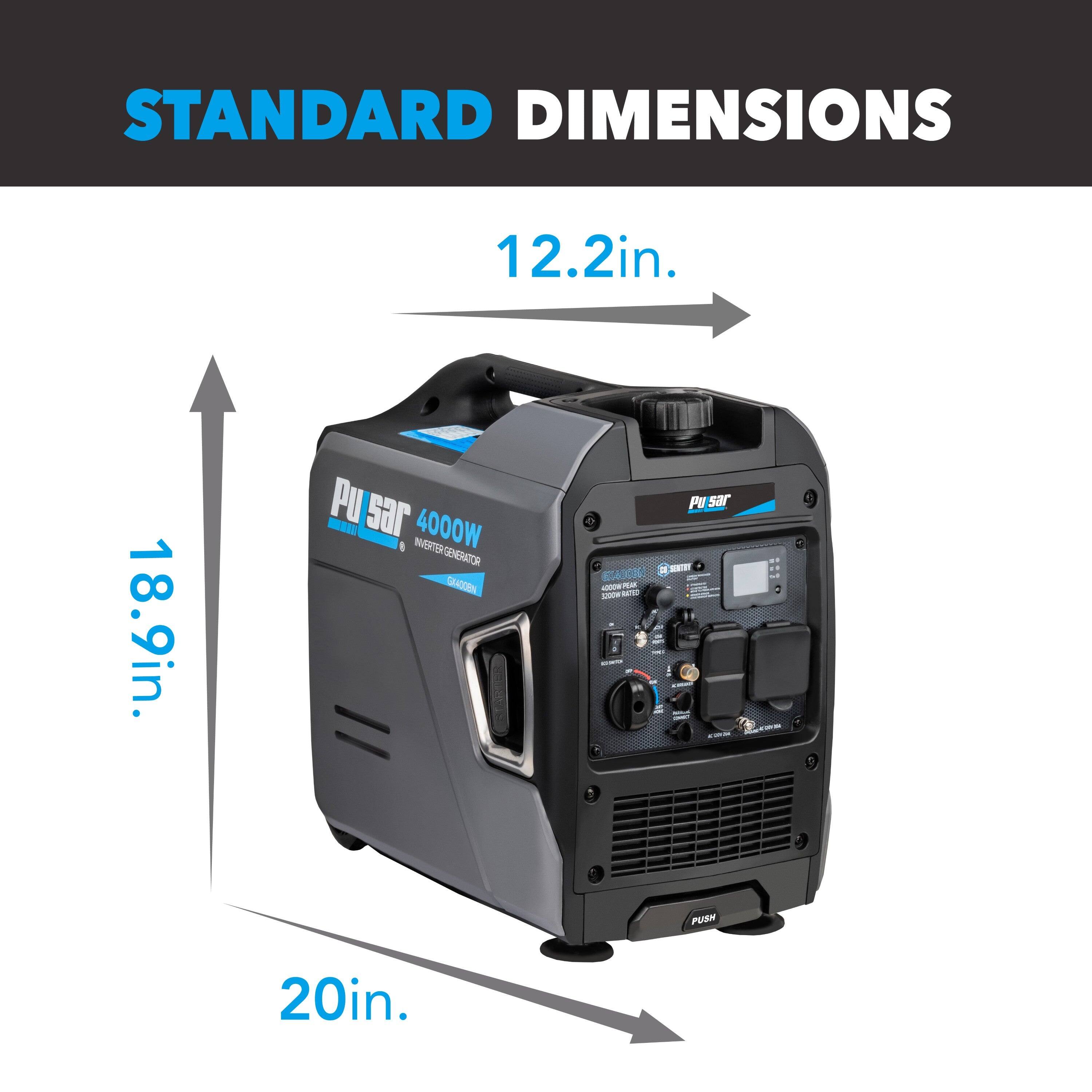 STANDARD DIMENSIONS  
12.2in. x 18.9in. x 20in.  
Pu sar 4000W  
SEASON Pe sar - 6000W
