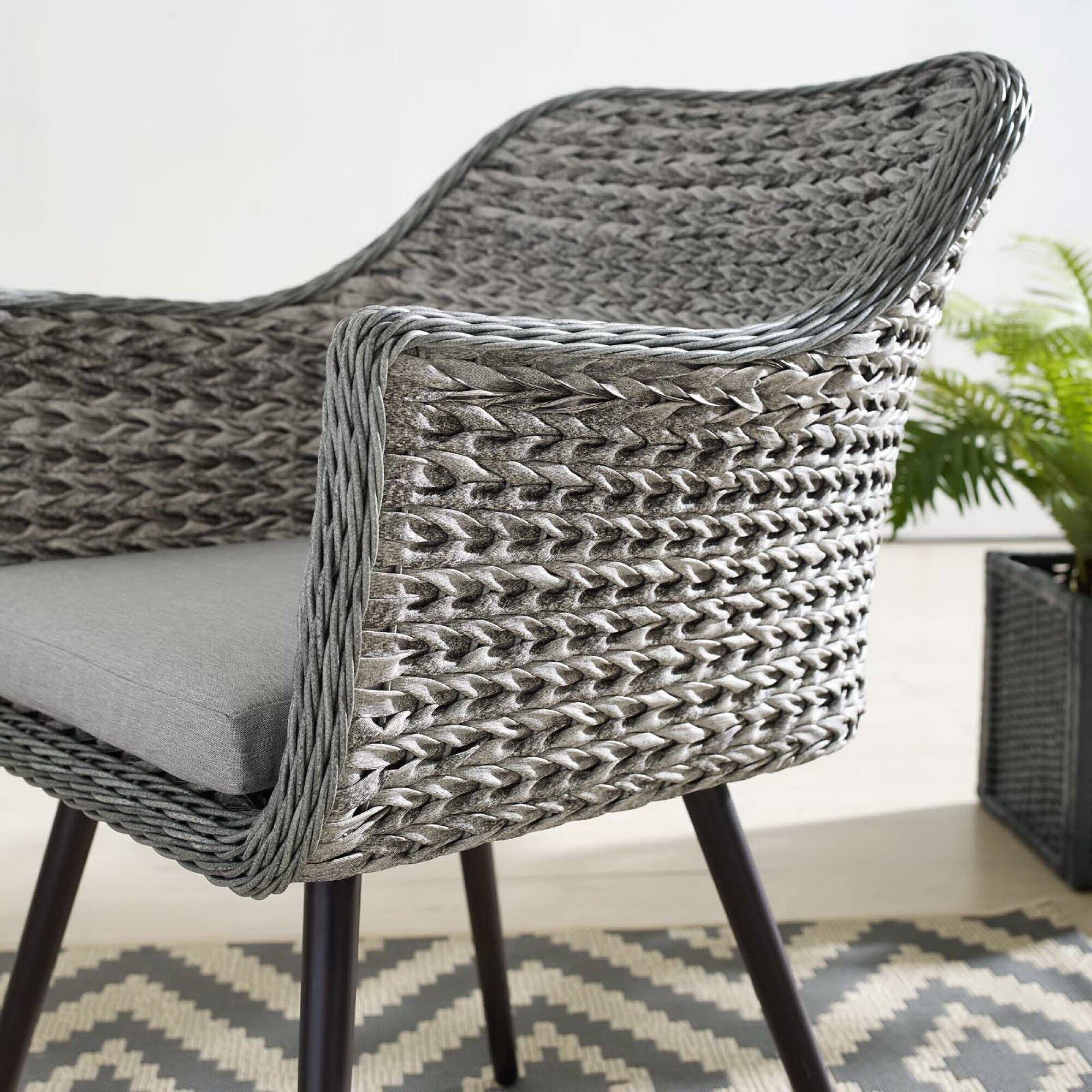 Left. Modway - Endeavor Outdoor Patio Wicker Rattan Dining Armchair by Modway - Gray Gray.