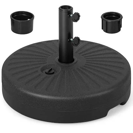 Front. Gymax - Gymax Patio 19.5'' Fillable Round Umbrella Base Stand Holder Heavy-Duty Pole 1.5''/1.9'' - Black.
