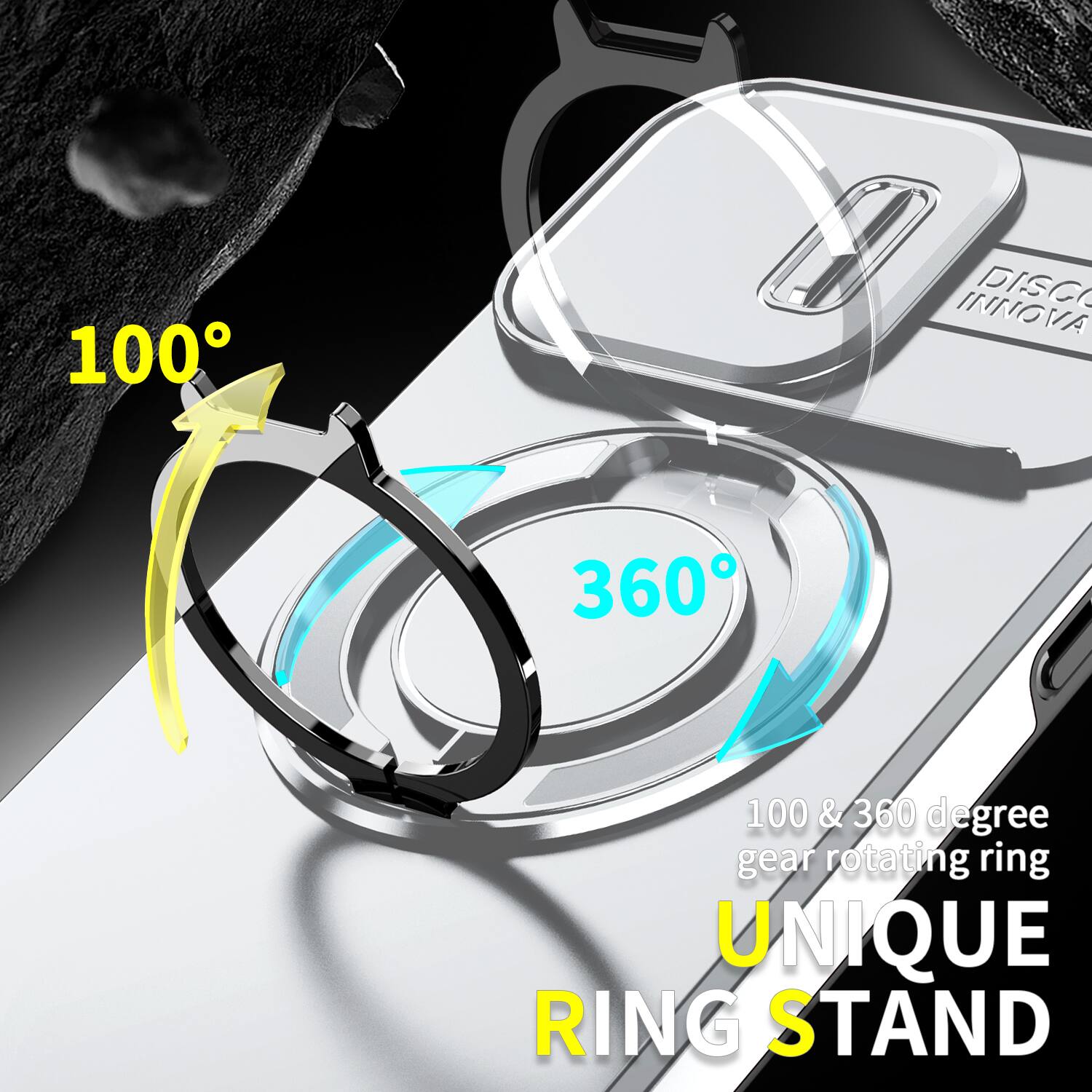 100°
DISC INNOVA
360°
100 & 360 degree gear rotating ring
UNIQUE RING STAND