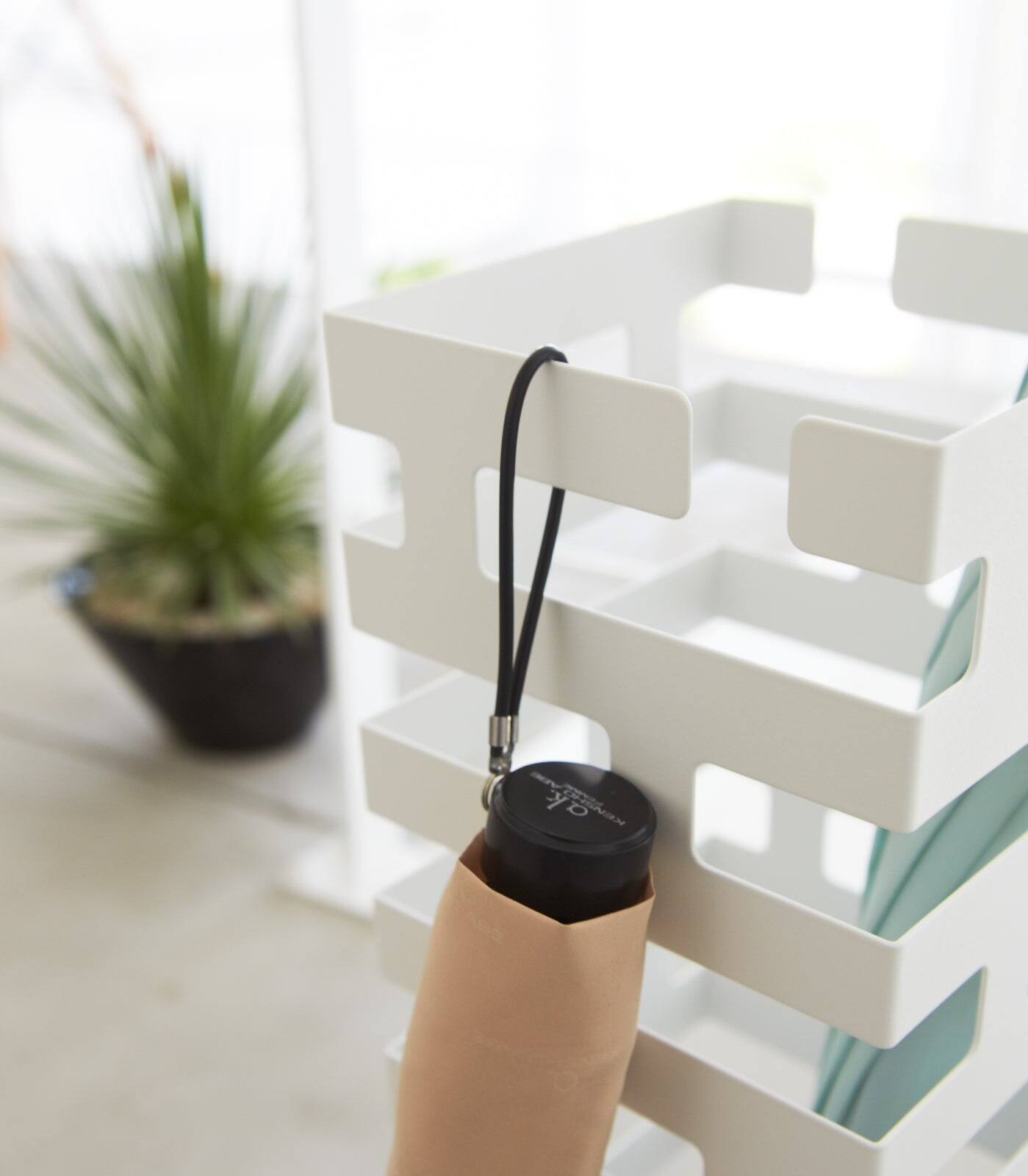 Back. Yamazaki Home - Umbrella Stand - Square - Steel - White.