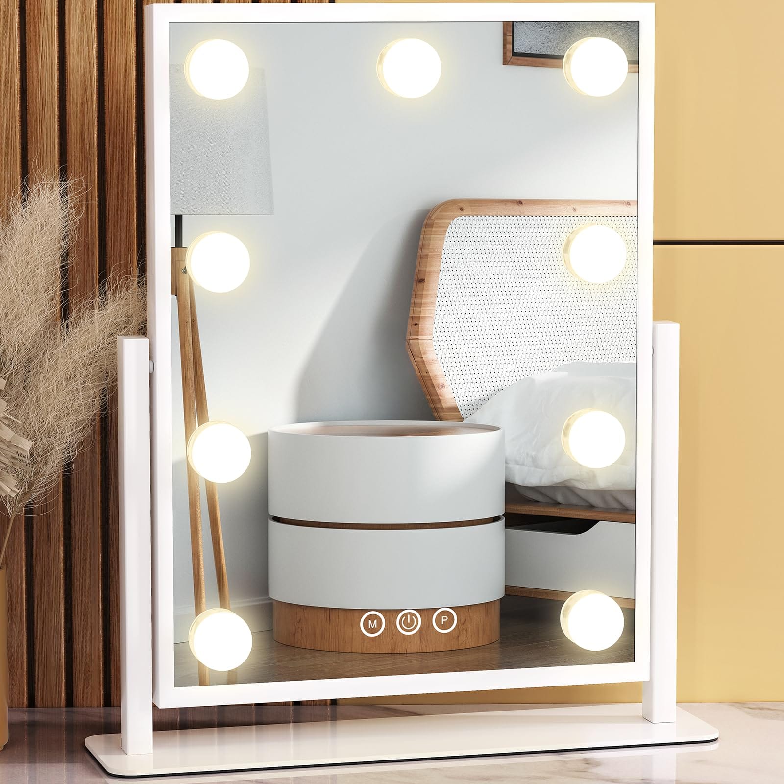 Pacoar Cade - Vanity Mirror With Lights Lighted Makeup Hollywood Bulbs And Color Lighting Modes Smart Touch Control °rotation - Default