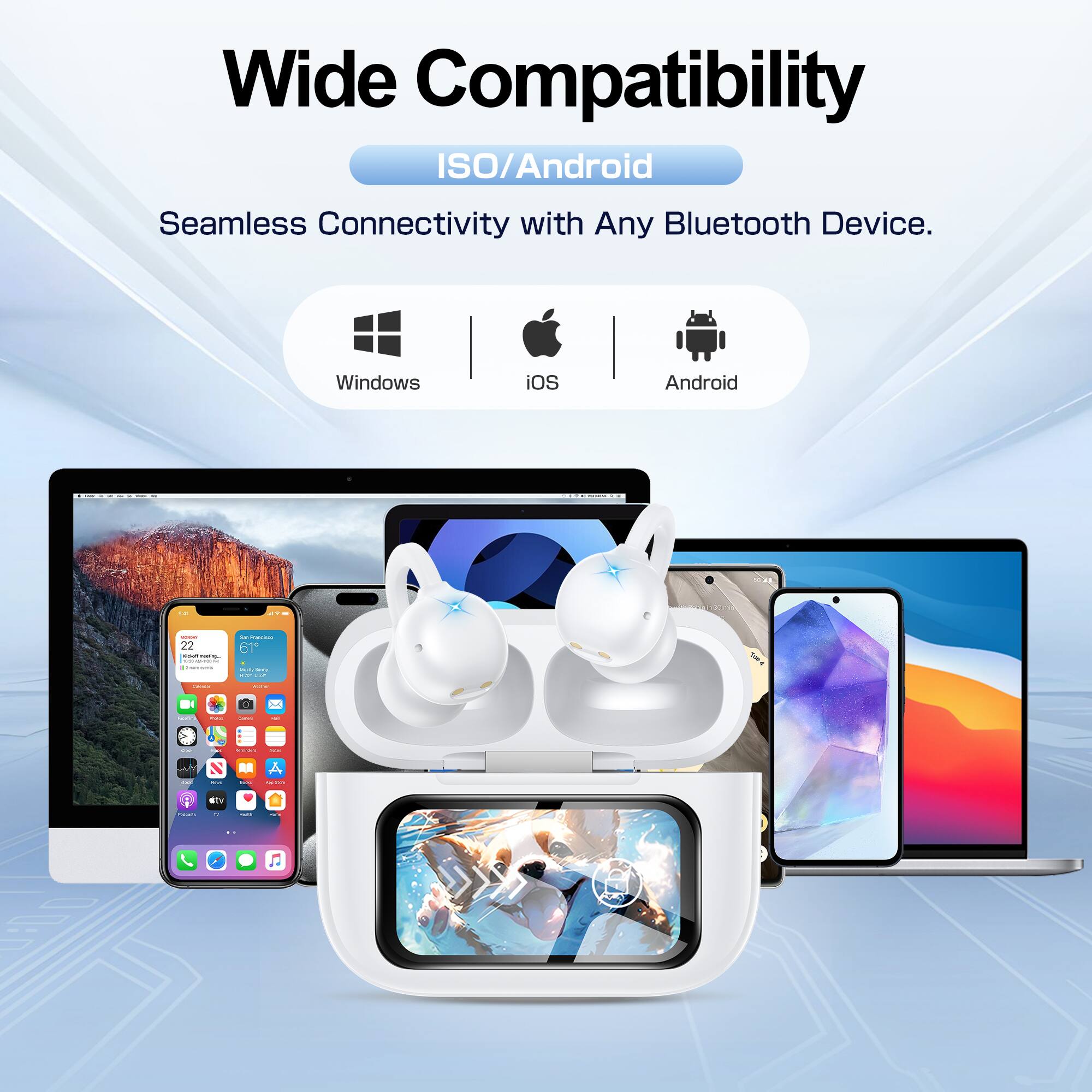 Wide Compatibility ISO/Android Seamless Connectivity with Any Bluetooth Device. Windows iOS Android