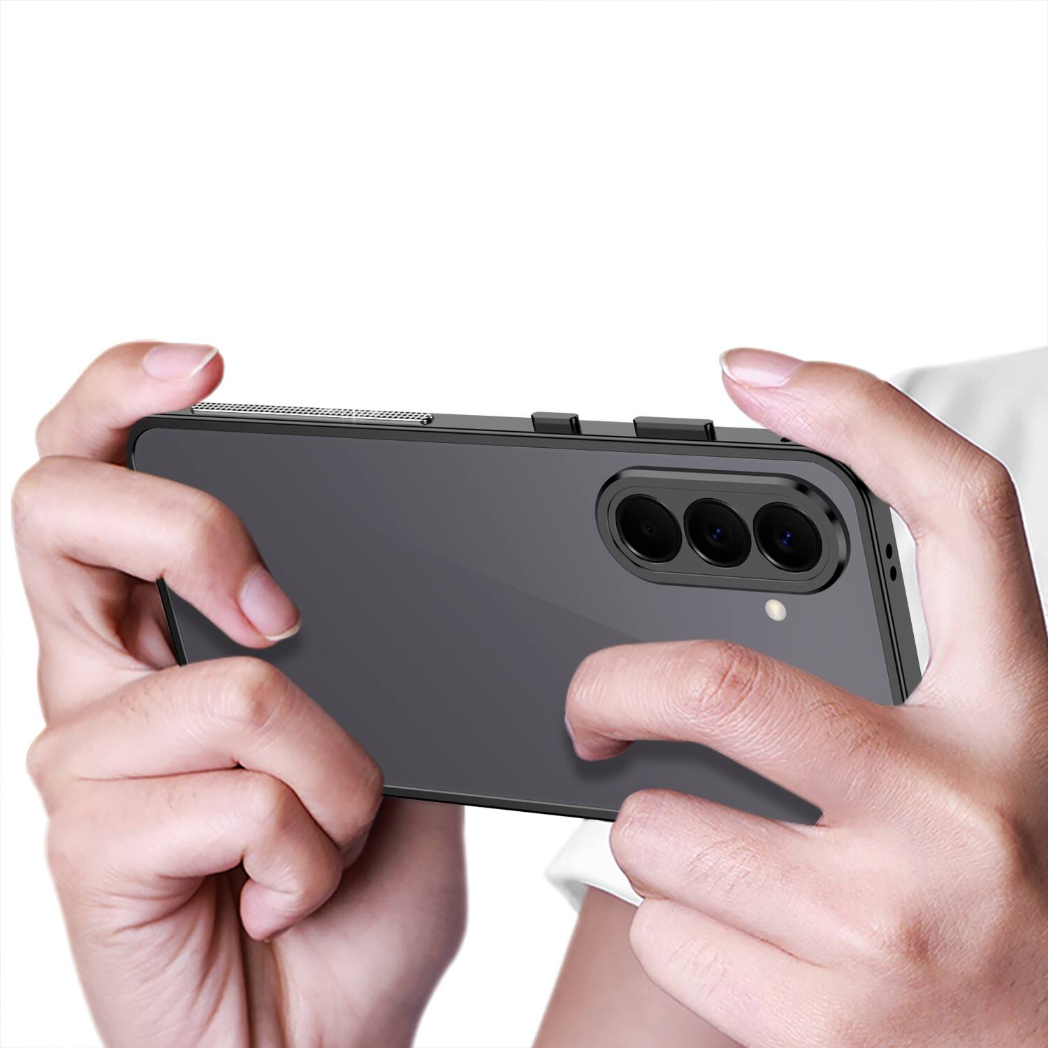 Alt View 1. Dteck - Metal Frame Heat Dissipation Rugged Shockproof Bumper Frame Phone Case with Lens Cover For Samsung Galaxy A37 5G - Purple.