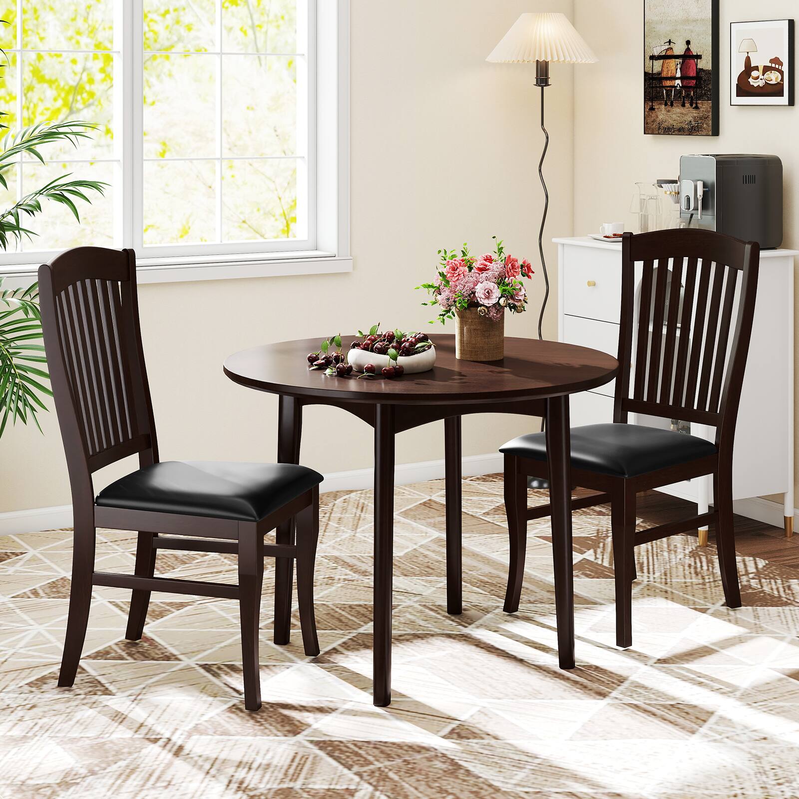 Alt View 6. Gymax - Gymax Modern Dining Chairs Set of 2 Armless Kitchen Chairs w/Upholstered Seat - Dark Brown.