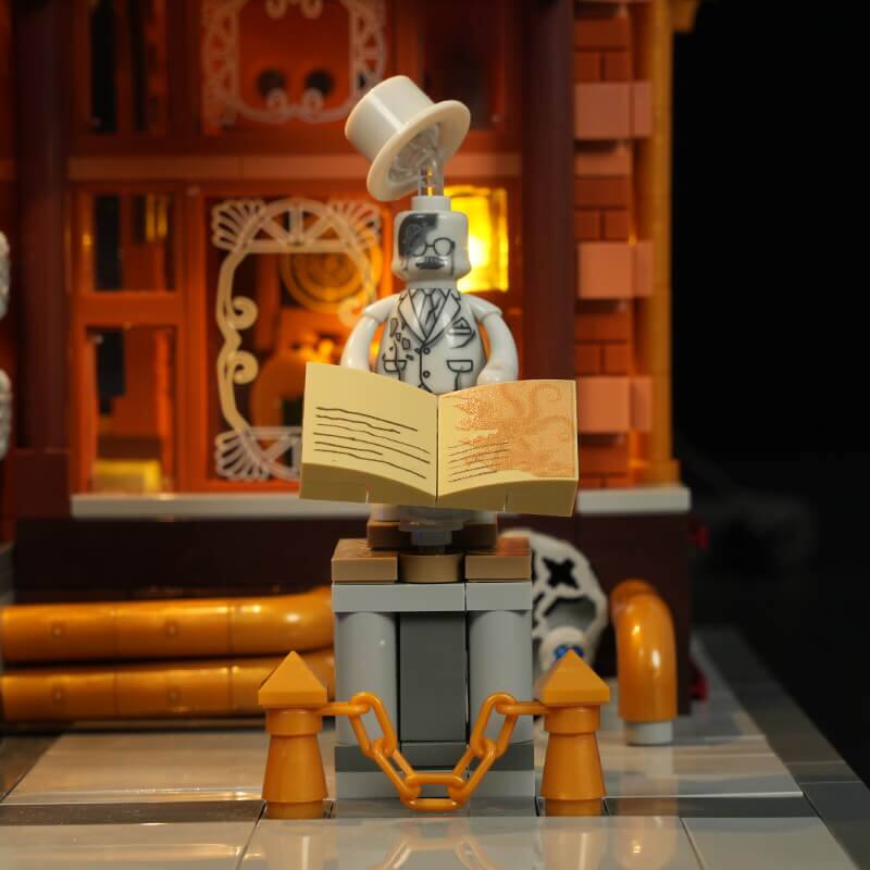 Alt View 7. Lumibricks - Steampunk Time-Rift Library 3187-Piece Modular Building Set with LED Lights, Display Model for Age 16+.