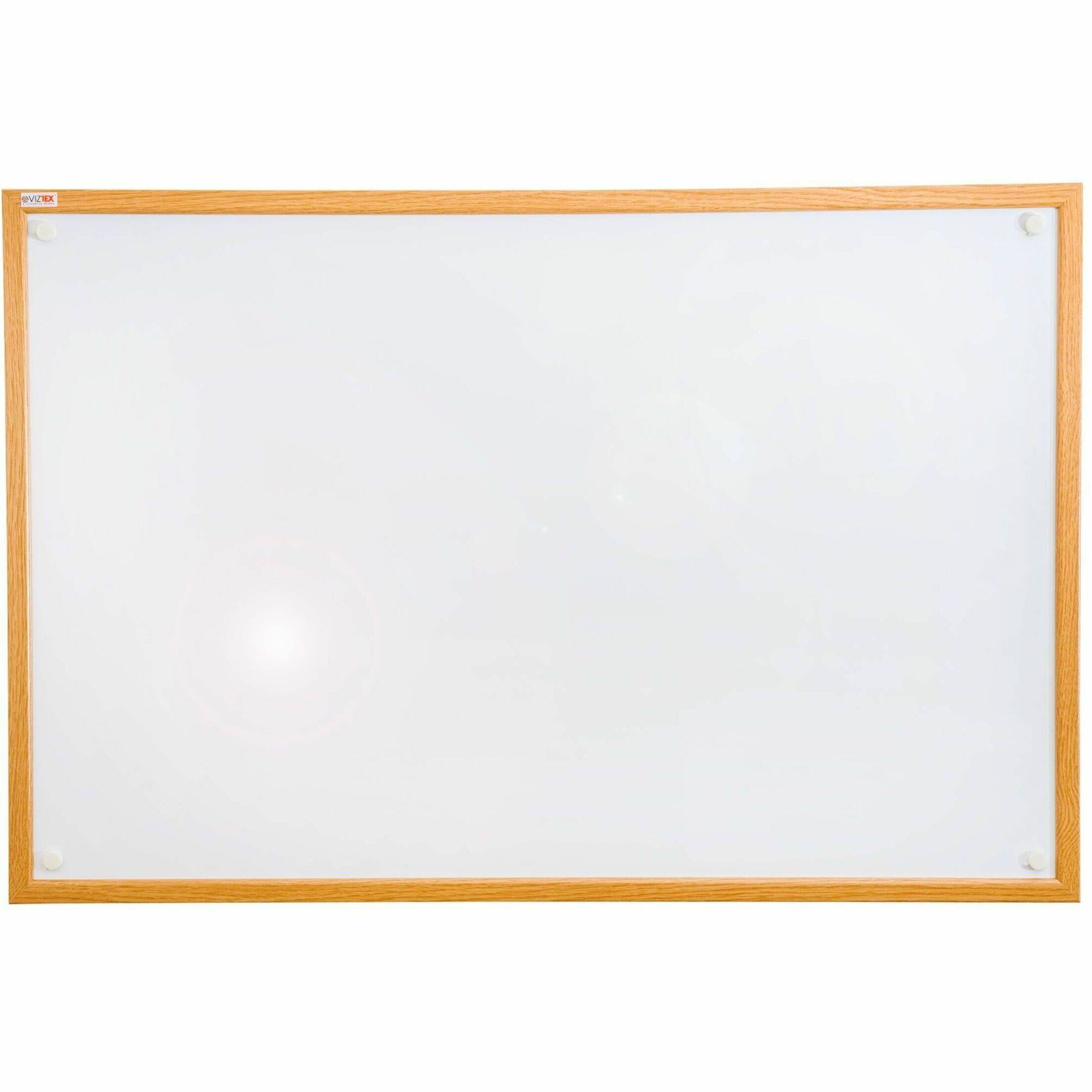 Alt View 16. Floortex - Viztex Lacquered Steel Magnetic Dry Erase Boards with an Oak Effect Frame - 18'' x 24'' - Aluminum, White.
