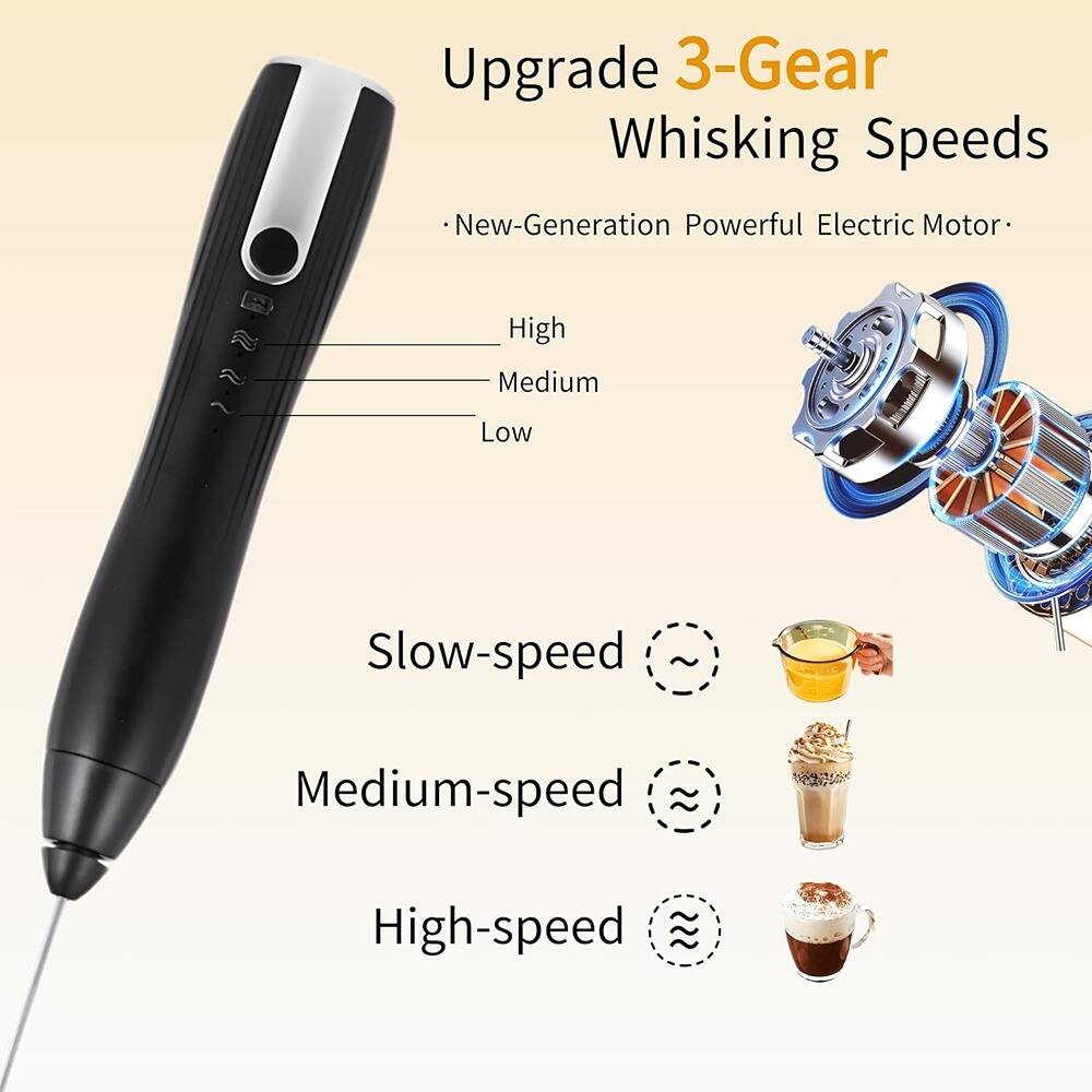 Upgrade 3-Gear Whisking Speeds  
New-Generation Powerful Electric Motor:  
- High  
- Medium  
- Low  

Slow-speed  
Medium-speed  
High-speed