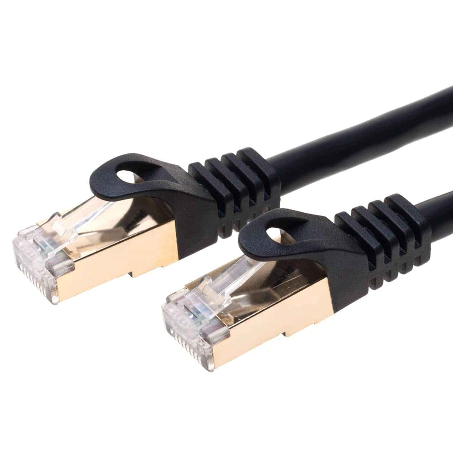 Cables Direct Online - Cat7 S/FTP Copper Ethernet Cable 10Gbps 600MHz Shielded RJ45 LAN Patch Cord for Gaming, Streaming & Networking, 75ft - Black