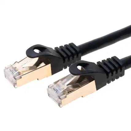 Front. Cables Direct Online - Cat7 S/FTP Copper Ethernet Cable 10Gbps 600MHz Shielded RJ45 LAN Patch Cord for Gaming, Streaming & Networking, 75ft - Black.