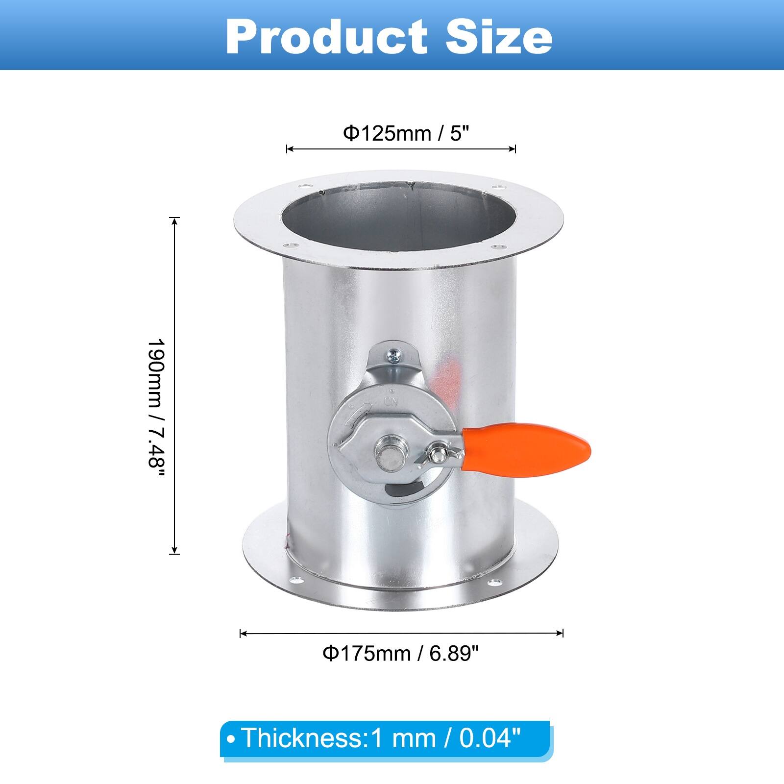 Product Size  
- Diameter: 125mm / 5"  
- Height: 190mm / 7.48"  
- Base Diameter: 175mm / 6.89"  
Thickness: 1mm / 0.04"