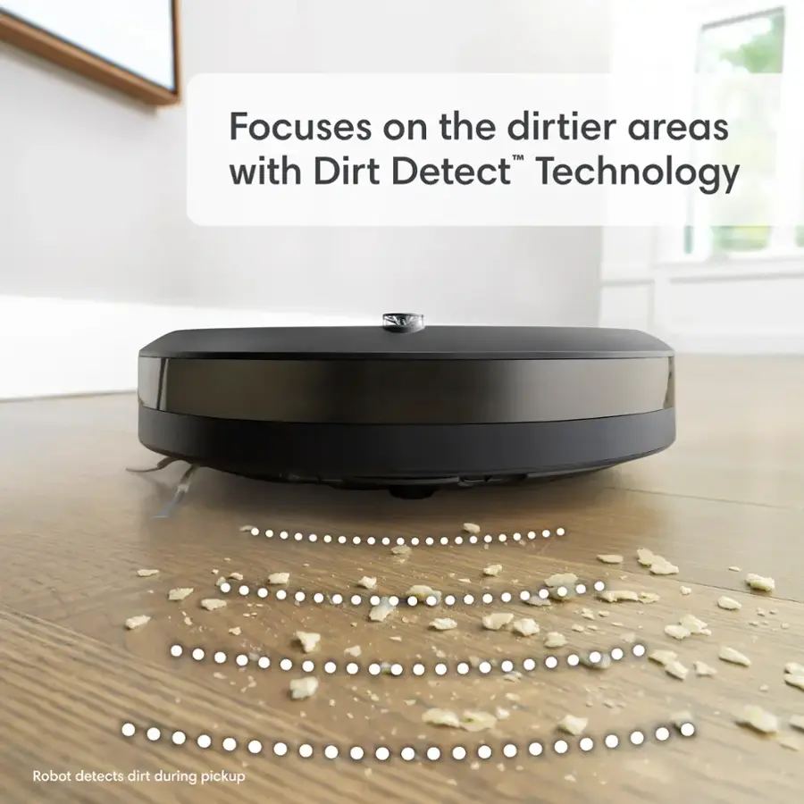 Focuses on the dirtier areas with Dirt Detect Technology. Robot detects dirt during pickup.