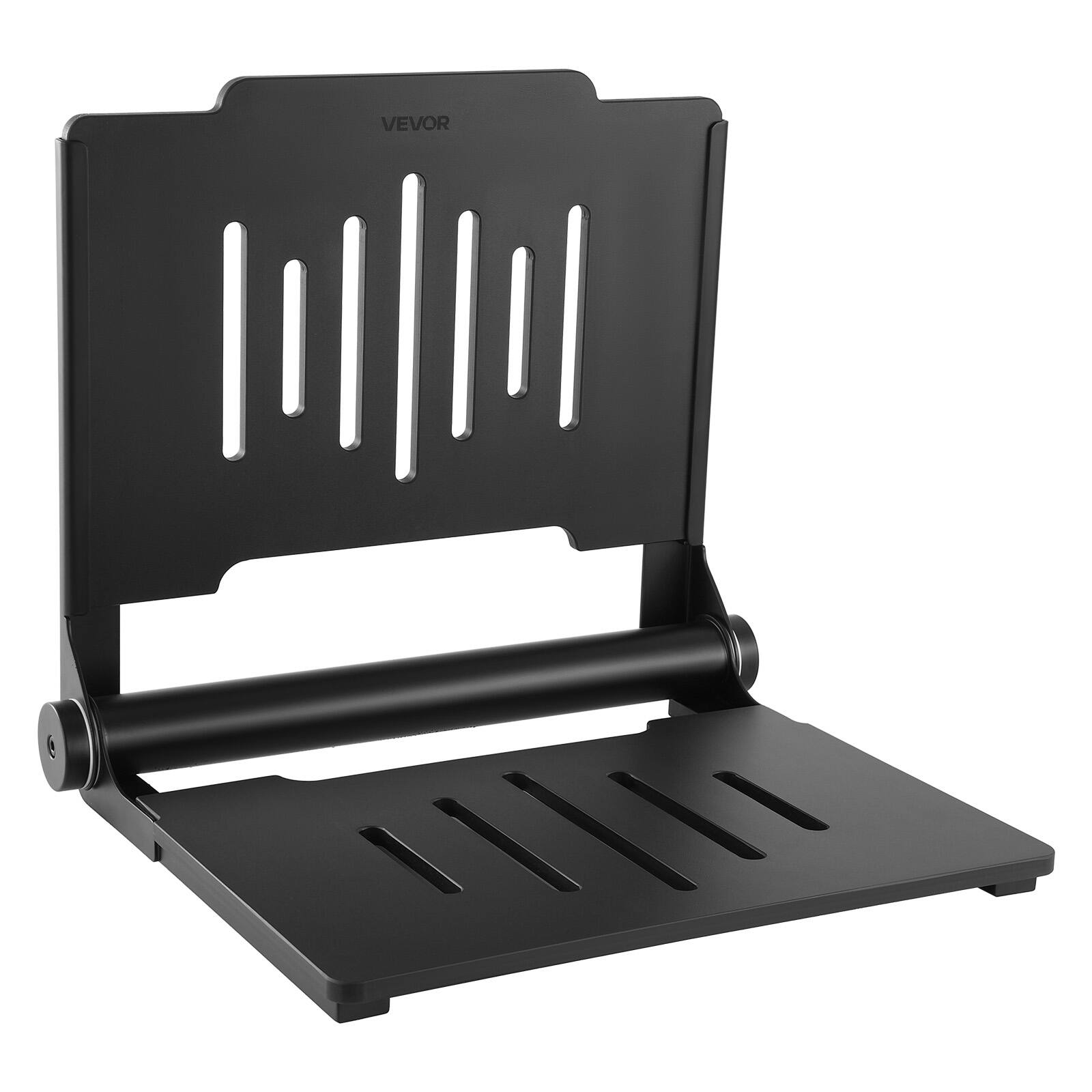 Alt View 5. VEVOR - Foldable Shower Seat Wall Mounted, 17.8" Folding Shower Bench with Supportive Backrest, Plastic Fold-Down Bathroom - Matte Black.