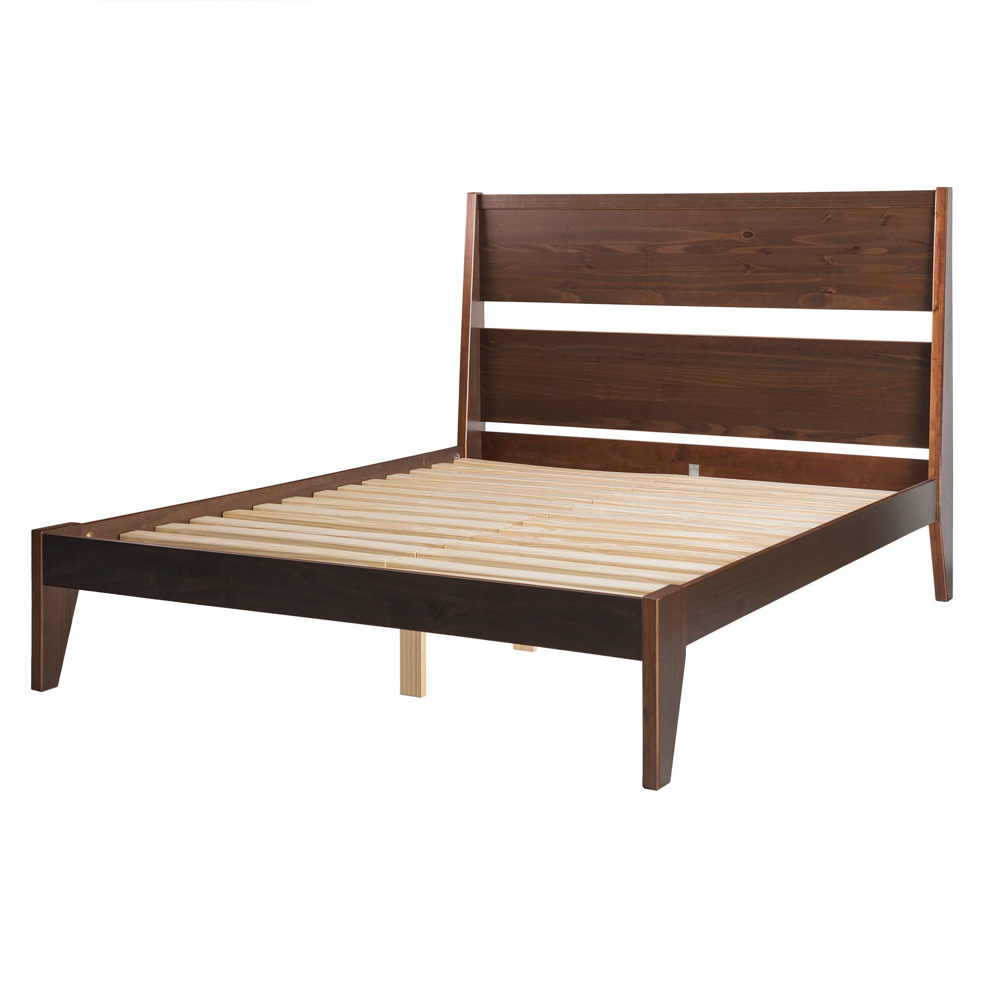 Best Buy: Walker Edison Mid Century Modern Queen Size Solid Wood Bed Frame Walnut BBWQMALSWWT