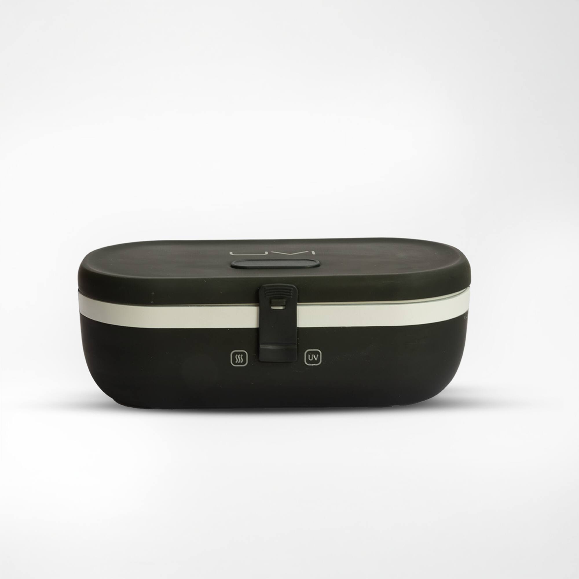 Angle. UVI - UVI Plus Lunchbox – Portable Self-Heating Lunch Box with UV Sanitizer & USB-C Charging - Charcoal.