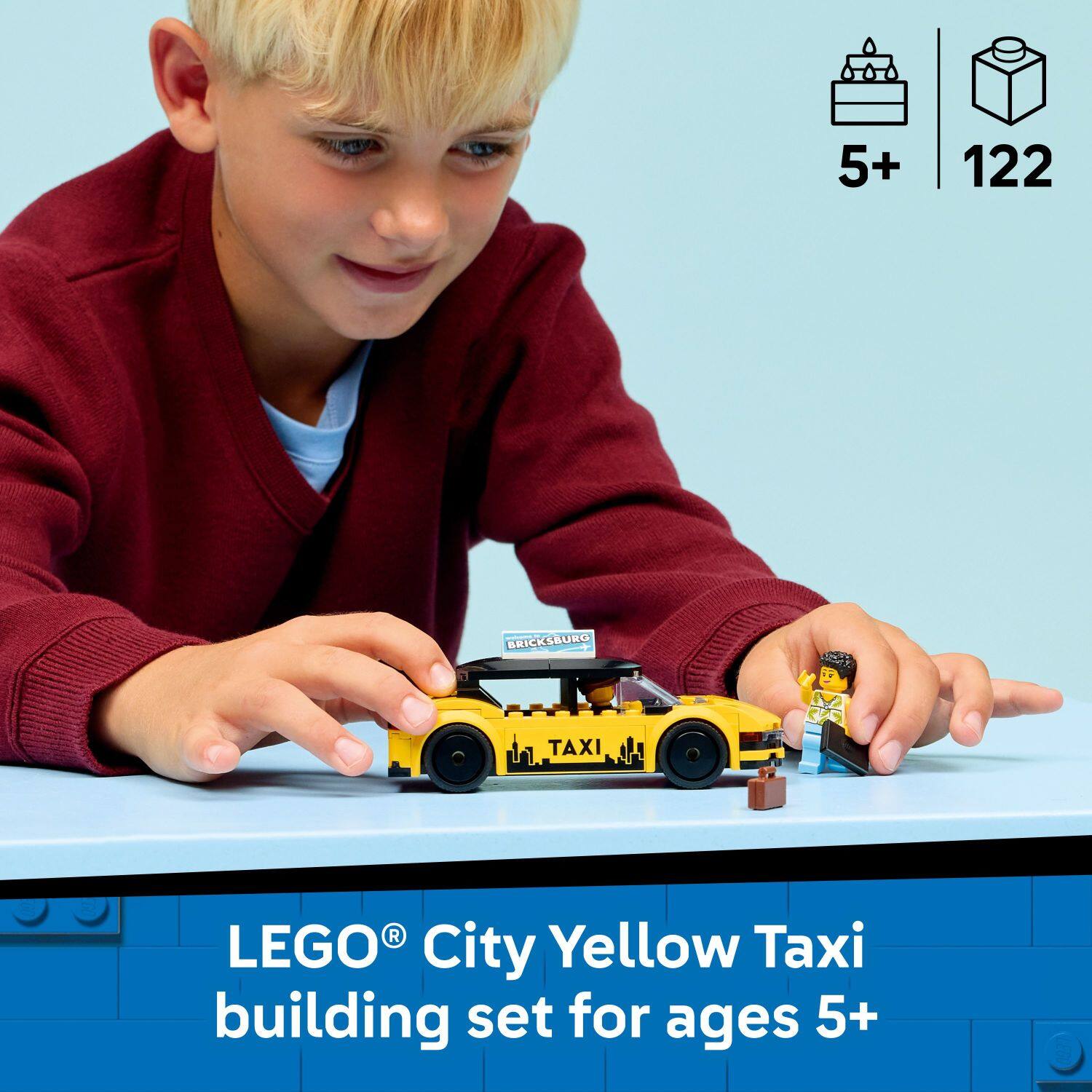 5+ 122 BRICKS & MINIFIGURES LEGO City Yellow Taxi building set for ages 5+