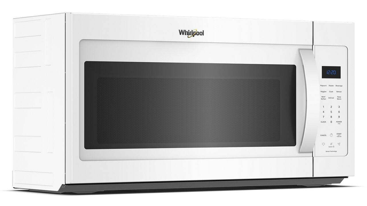 Whirlpool 12:20 Popcorn Potato Beverage Veggie Cook Richeat Meat Renp Defrost Sofen -as 1 2 3 4 5 5 7 5 CLOCK 0 POWER I CANCEL START 00 4 - -