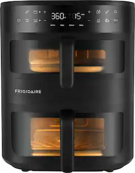 Frigidaire - 11.6 QT. DualZone 4-in-1 Air Fryer, 4 Pre-Programmed Settings, Reheat Mode, and Premium Touch UI - Black