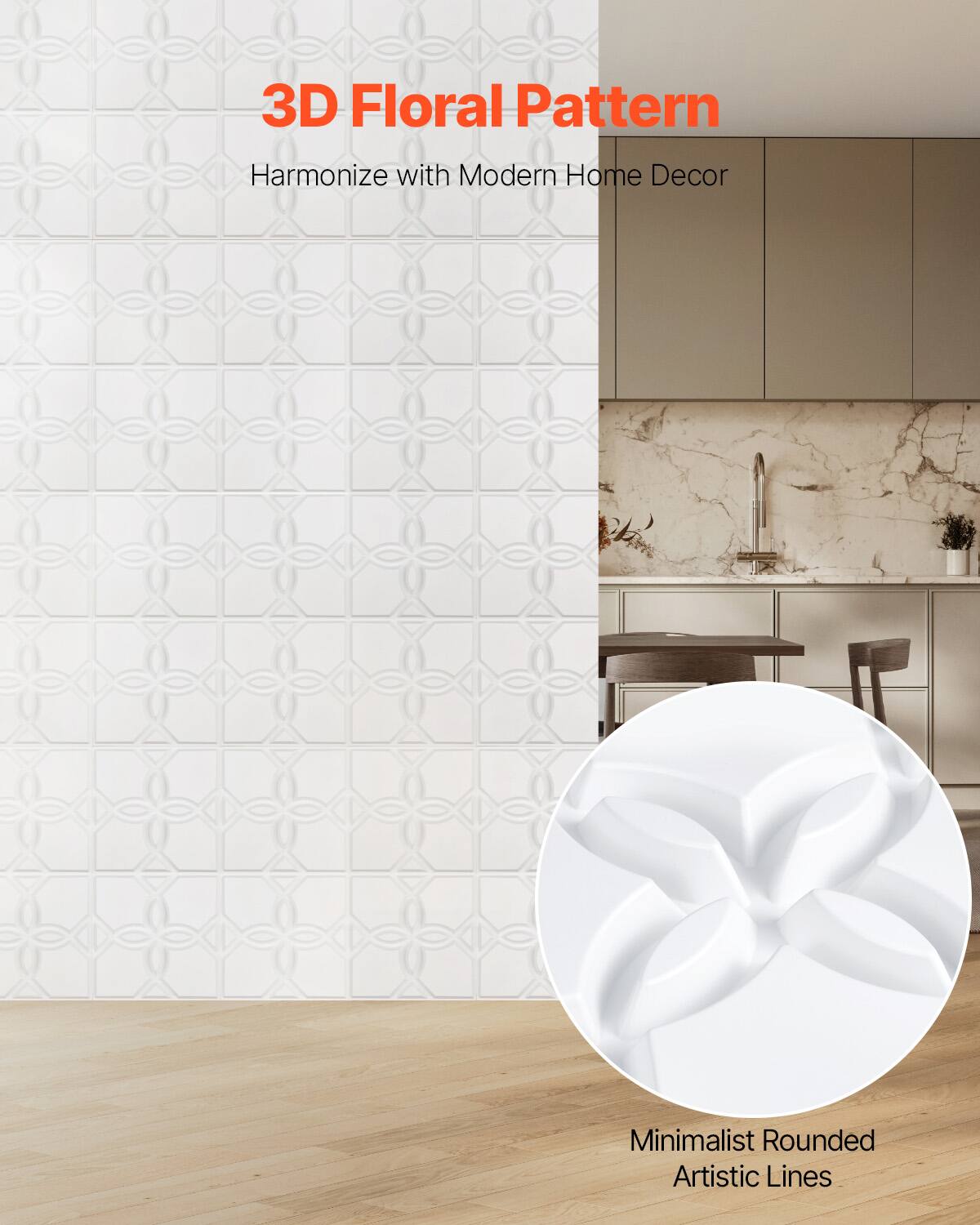3D Floral Pattern  
Harmonize with Modern Home Decor  

Minimalist Rounded Artistic Lines