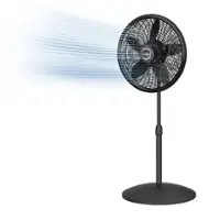 Lasko - 18 in. Oscillating 3-Speed Adjustable Large Room Pedestal Fan - Black - Front_Zoom