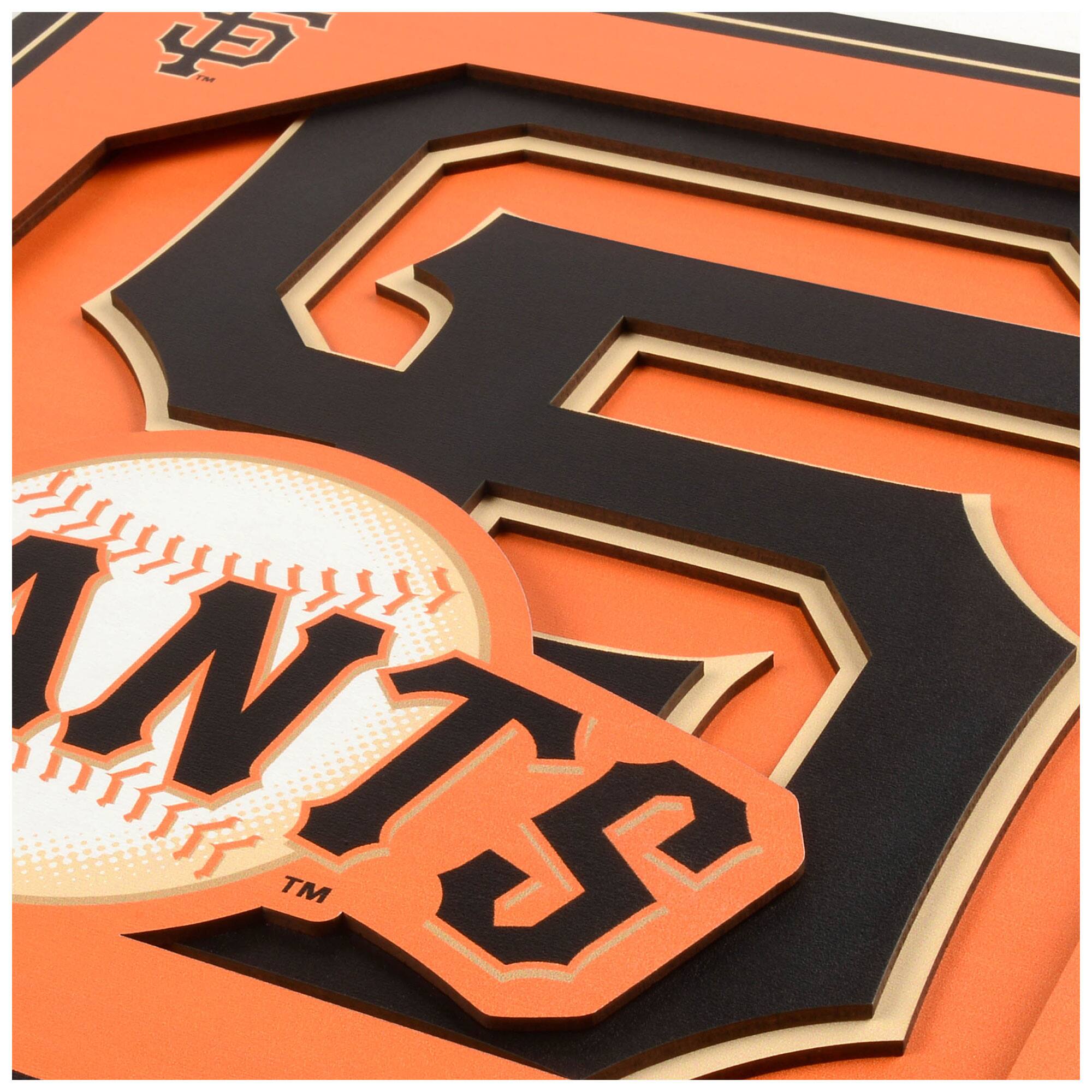 Alt View 1. YouTheFan - San Francisco Giants 12'' x 12'' 3D Logo Wall Art - Multicolor.