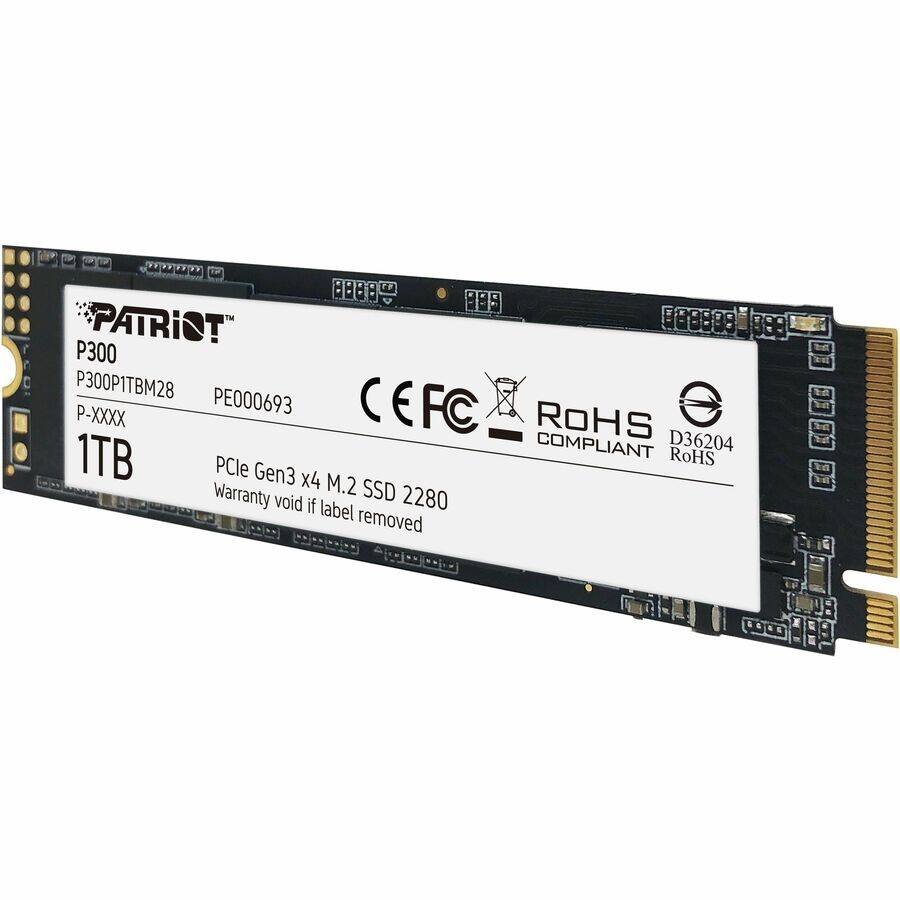 C C 899 PATRIOT 088808 P300 P300P1TBM28 PE000693 CEFC P-XXXX ROHS COMPLIANT D36204 1TB RoHS PCle Gen3 x4 M.2 SSD Warranty void if label removed