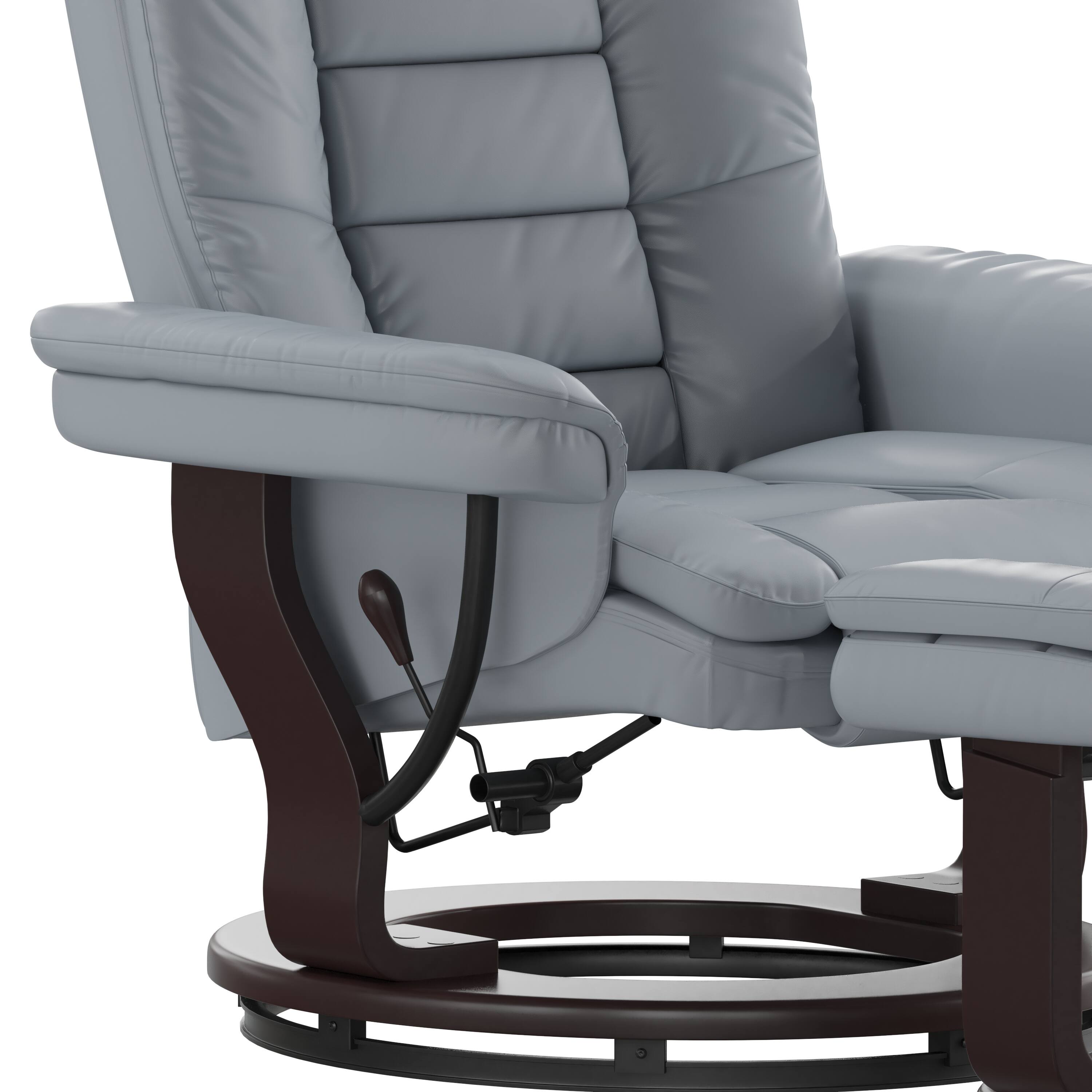 Alt View 10. Emma + Oliver - Multi-Position Stitched Recliner & Ottoman with Swivel Base - Gray.