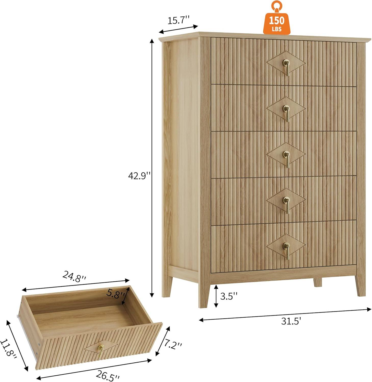 15.7"  
150 LBS  
42.9"  
24.8"  
5.8"  
3.5"  
11.8"  
26.5"  
7.2"  
31.5"