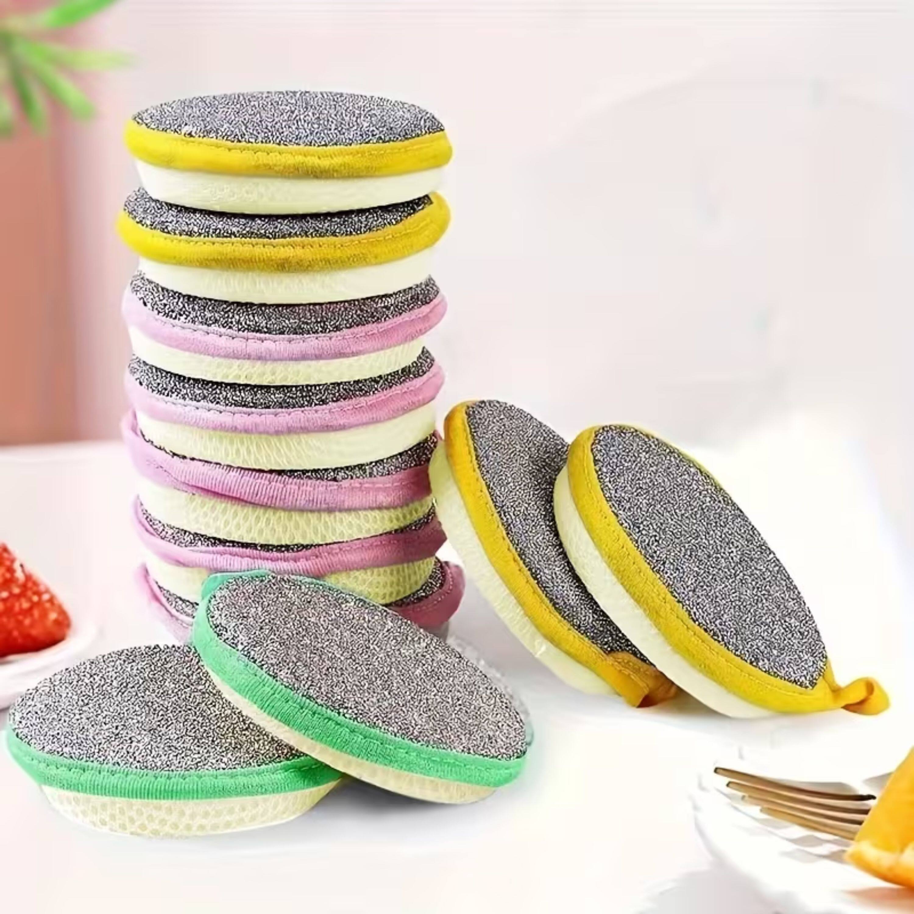 Back. Kitcheniva - Dual-Sided Scrub Sponges (12 Pcs, Yellow) - Scour Pad & Soft Sponge.