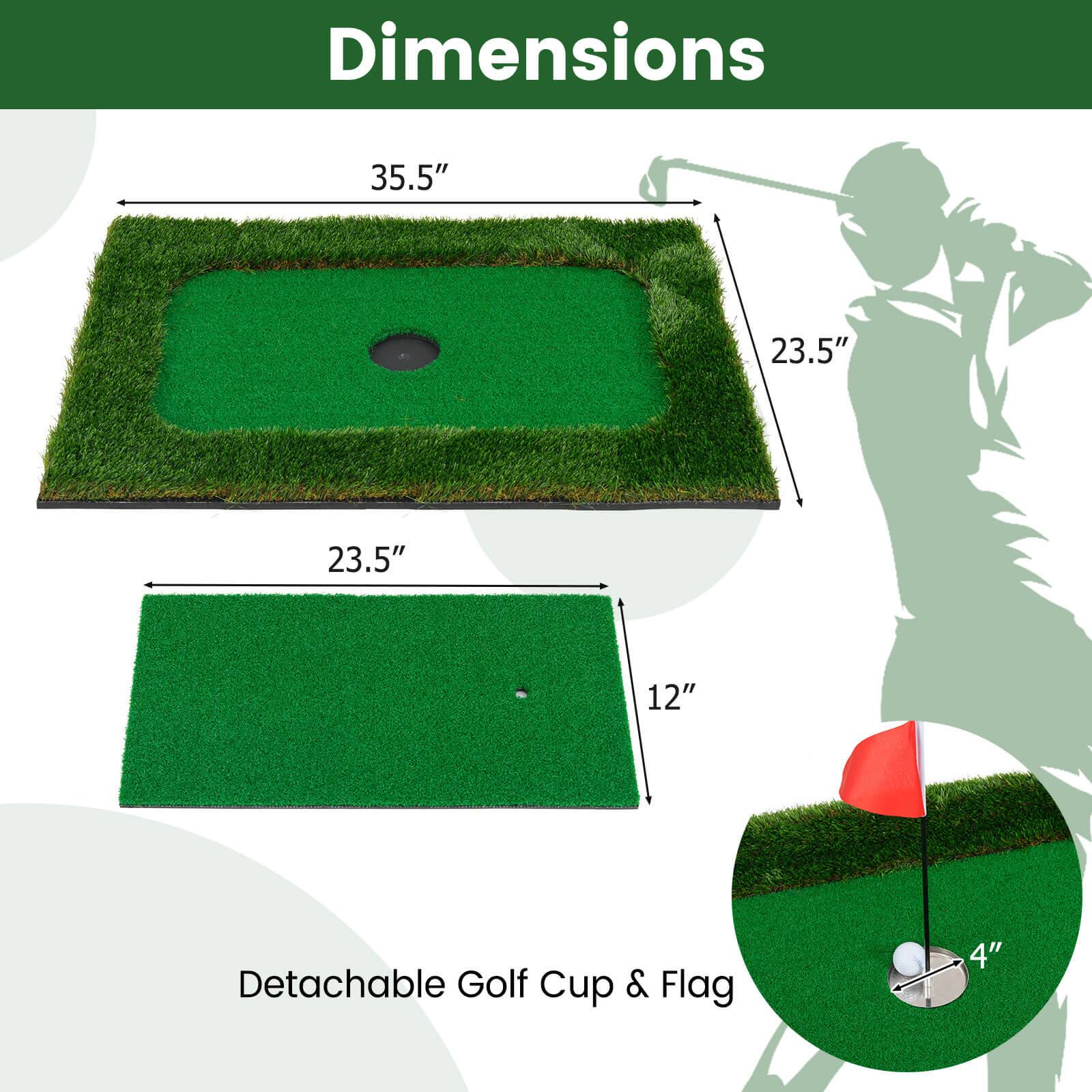 Dimensions  
35.5" x 23.5" x 23.5" x 12"  
Detachable Golf Cup & Flag  
4"