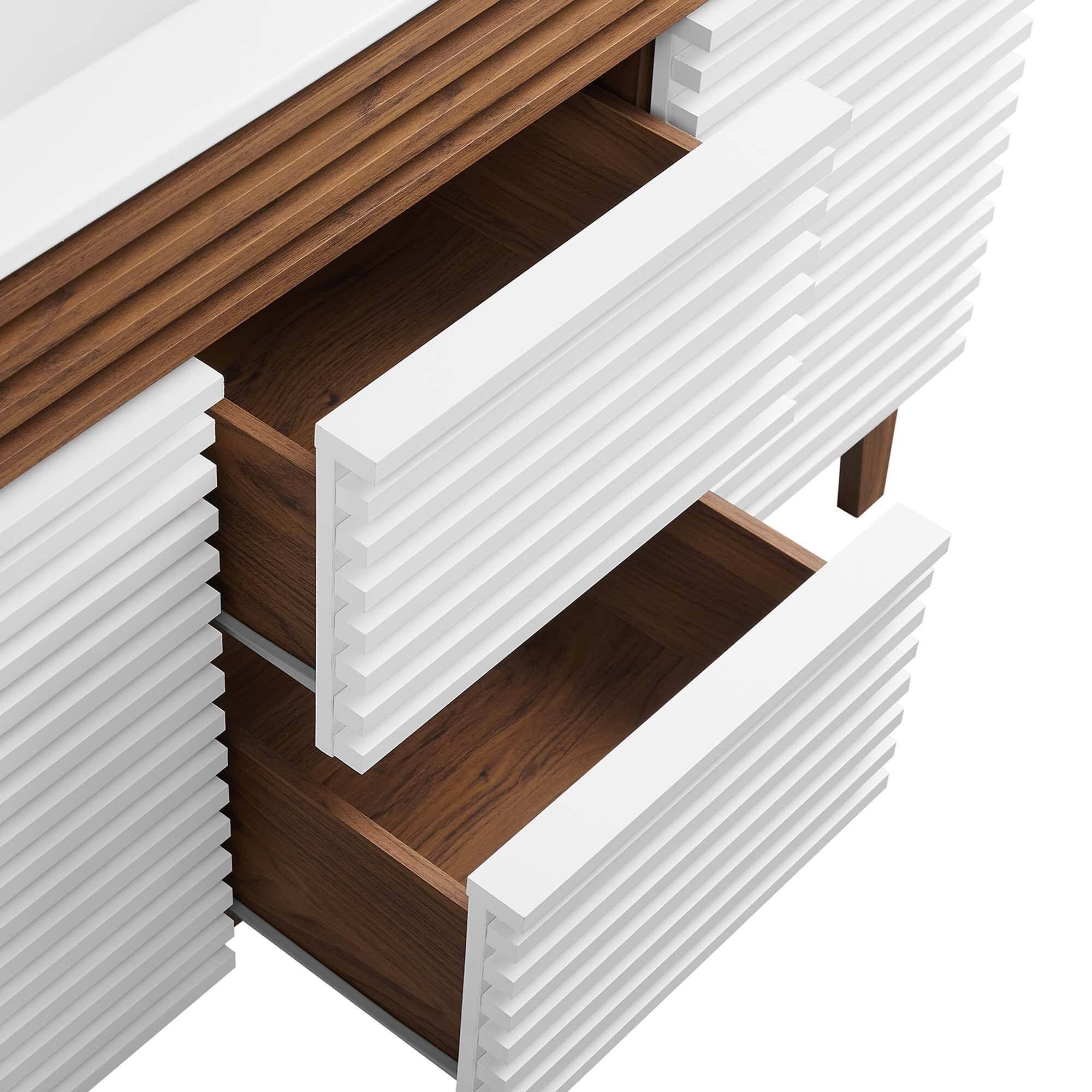 Alt View 6. Modway - Render 48" Bathroom Vanity with White Basin Included - White Walnut White.
