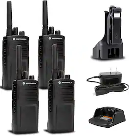 Motorola Solutions - 4 x Motorola RMV2080 On-Site 2-Way Business Radio + Mic Cleaner Spray + More - Black