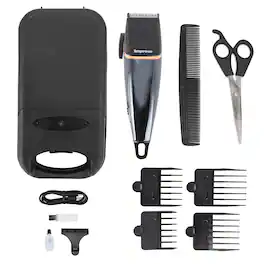 Impress - 12 Piece Cordless Rechargeable Hair Cutting Kit with Storage Case - Black