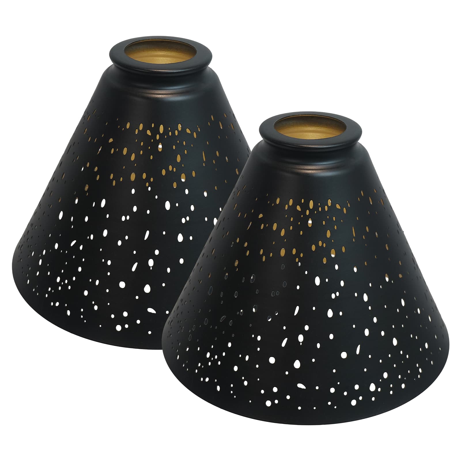 Pendant Light Shade, ALUCSET Trumpet Star Iron Lampshade Fitter Fits Bedroom Living Room and Bathroom Chandelier Shade - Black/Gold