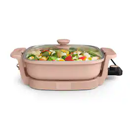 Bella - Fits-anywhere Kitchenware: 12" x 12" Make & Take Non-Stick Electric Skillet - Blossom