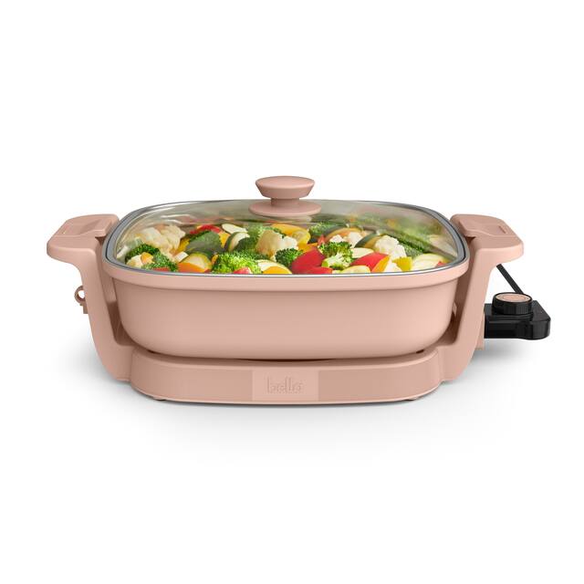 Bella - Fits-anywhere Kitchenware: 12" x 12" Make & Take Non-Stick Electric Skillet - Blossom