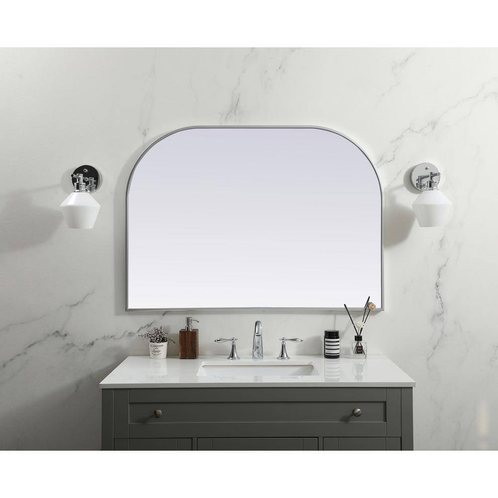 Front. Elegant Decor - Metal Frame Arch Mirror 42x30 Inch in Silver - Silver.