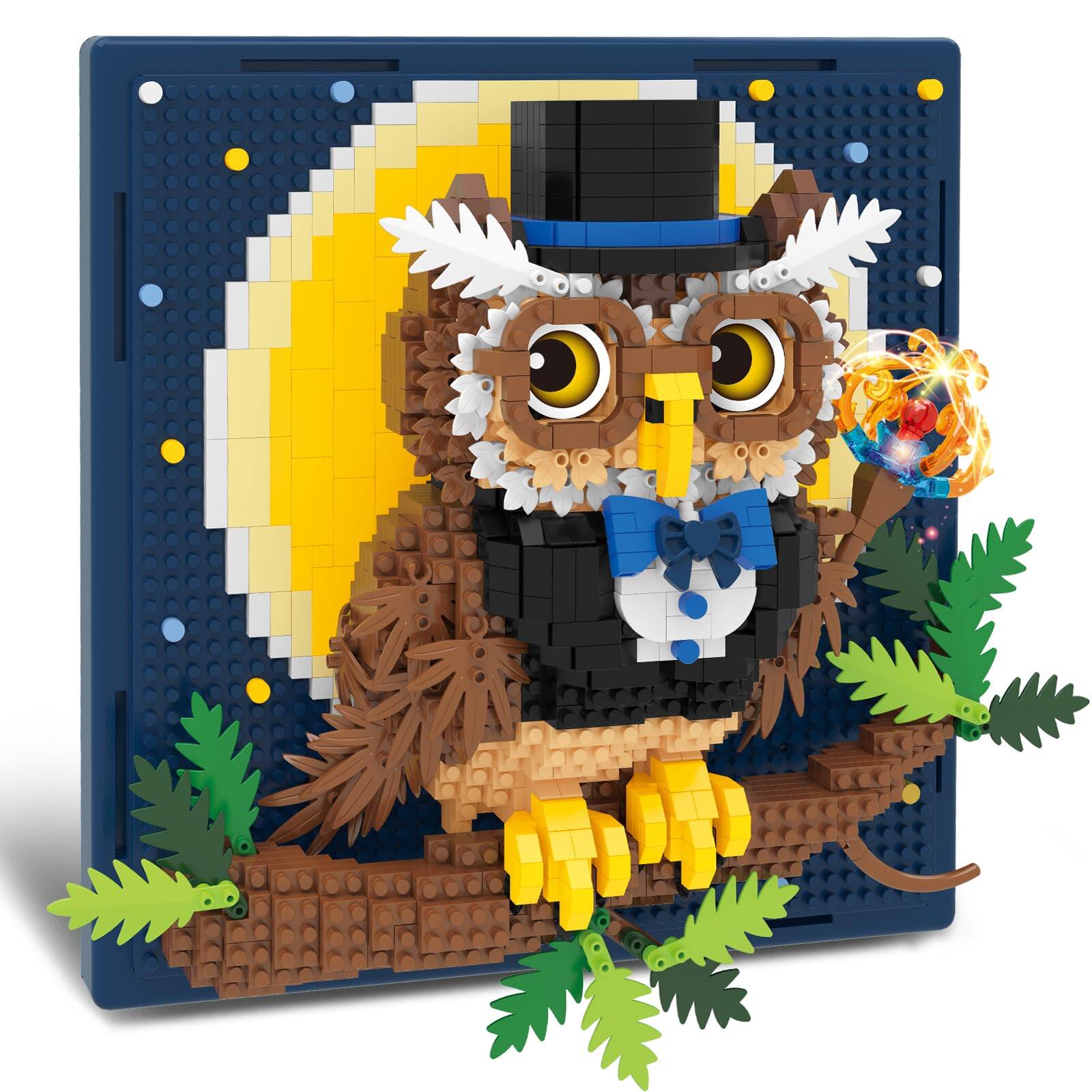 Front. NICHOLAS KLEIN - Magic Owl Animal 3d Wall Art Mini Building Blocks Set Home Decor Or Table Display Ideal Gift For Adults & T... - Owl.
