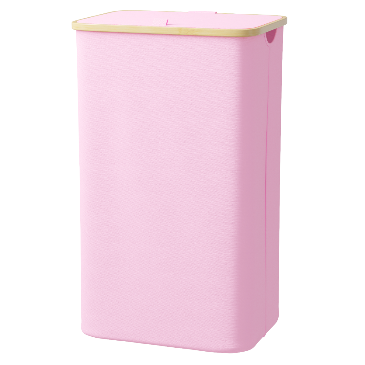 Front. Tooloton - Large 110L Collapsible Laundry Hamper with Lid and Bamboo Handles, Tall Clothes Basket in Pink - Pink.